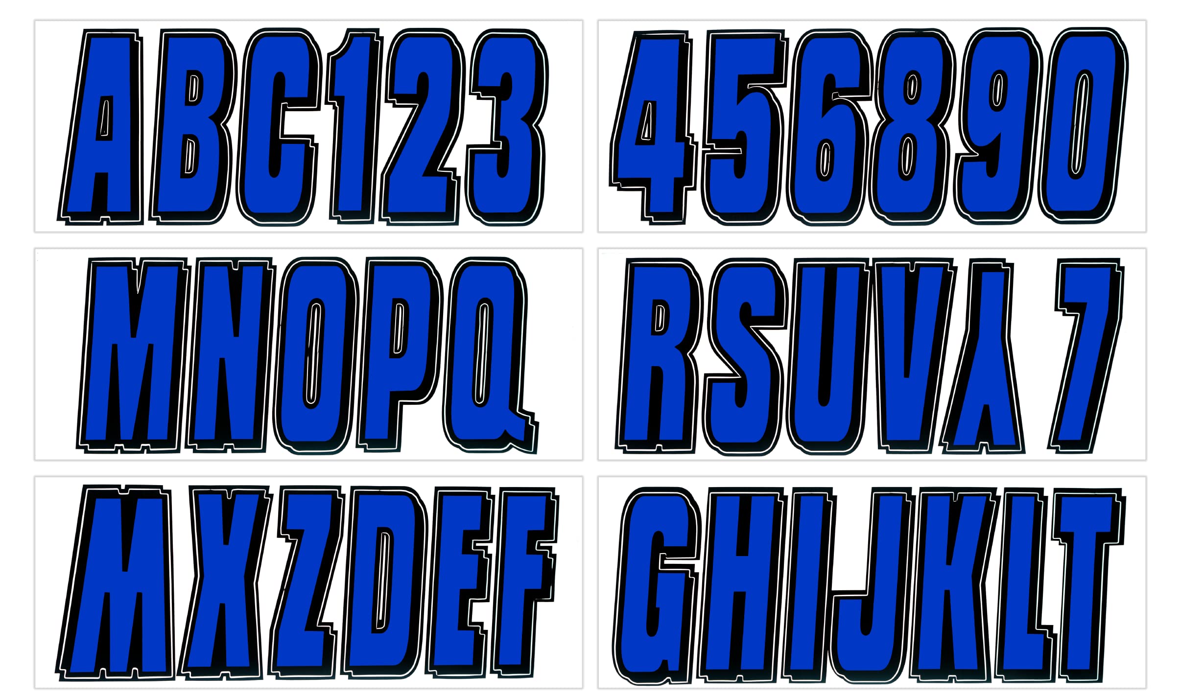 Hardline Products Series 320 Factory Matched 3-Inch Boat & PWC Registration Number Kit - Blue/Black - BLBLK320