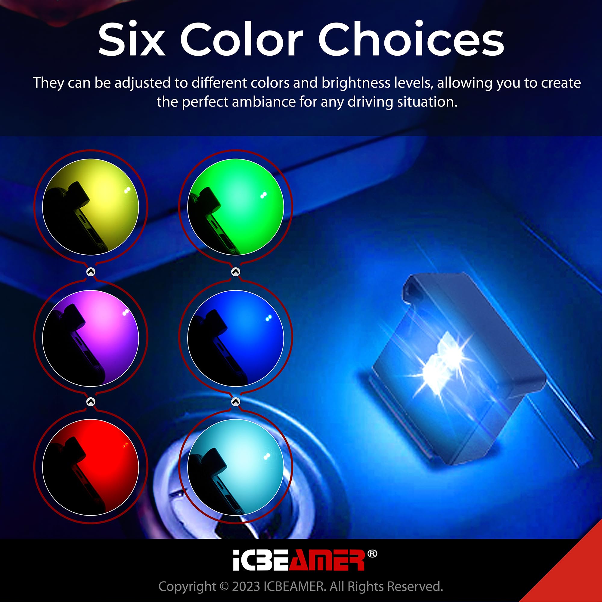 Icbeamer Smart Usb Color: Blue | Auto Led Interface Plug-In Miniature Night Light Led For Automotive Car, Van, Pickup, Truck, In