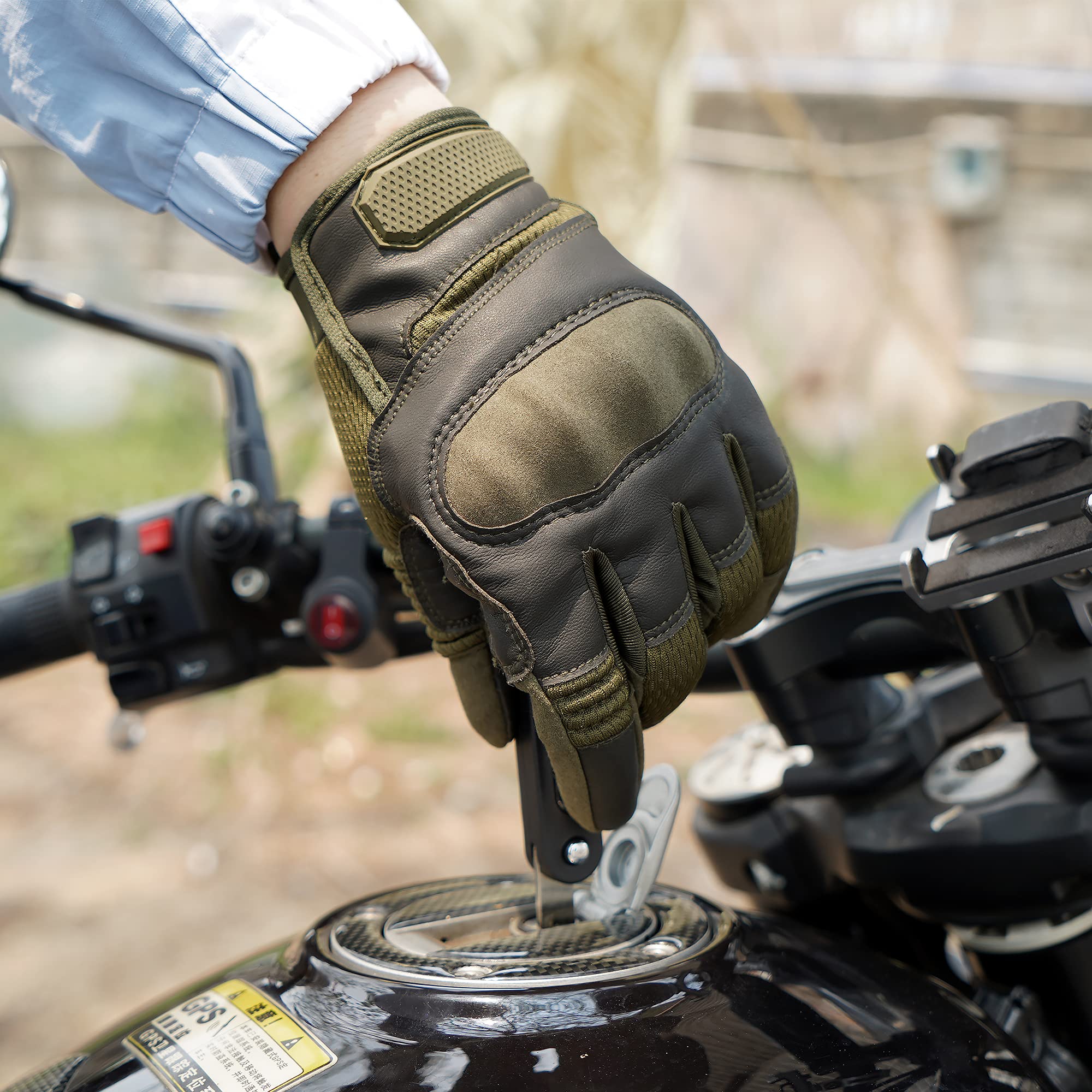 Axbxcx Touch Screen Full Finger Gloves For Motorcycles Cycling Motorbike Atv Bike Camping Climbing Hiking Work Outdoor Sports Men Women Green Xl