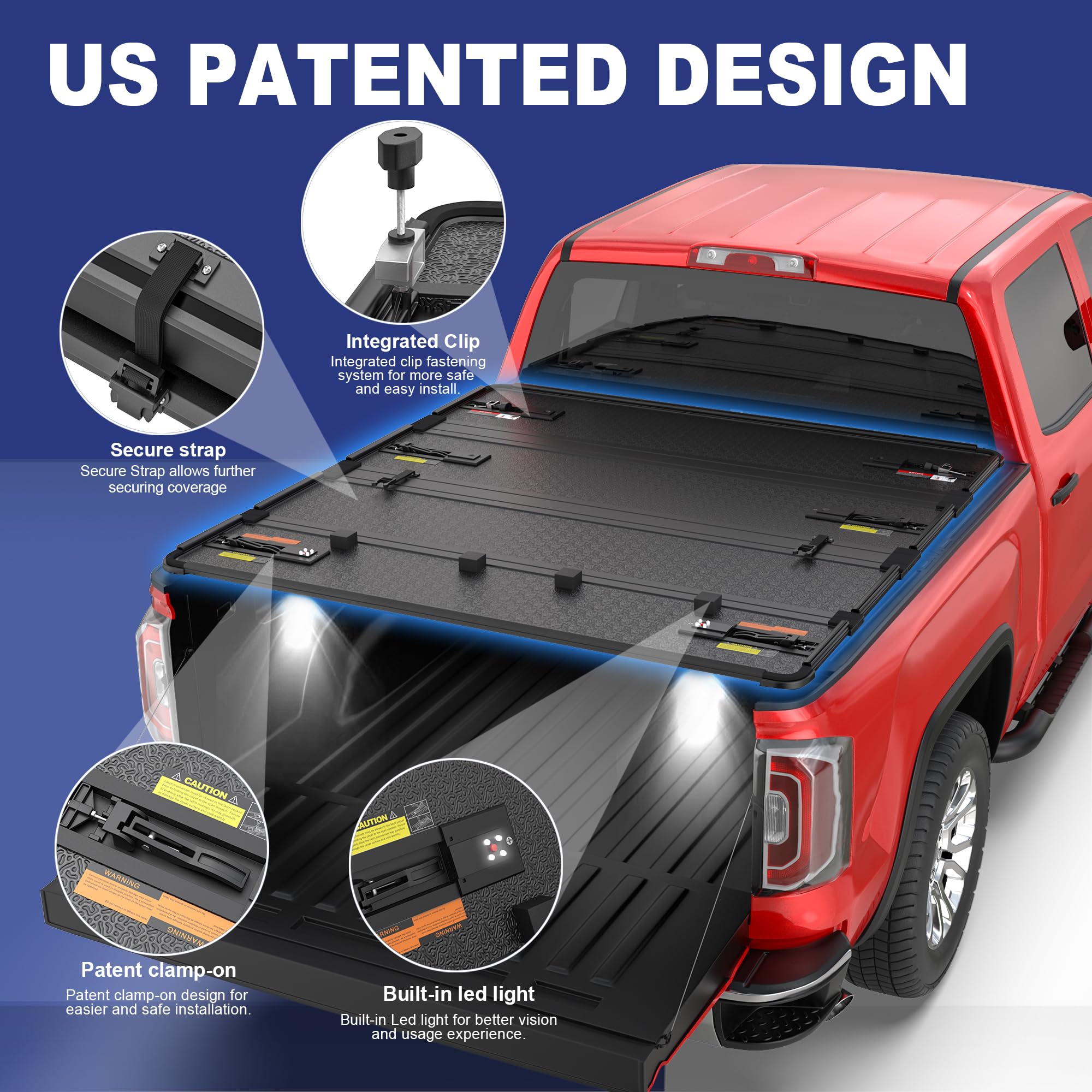 Mostplus Quad 4-Fold Hard Folding Tonneau Cover Truck Bed Compatible With 2007 2008 2009 2010 2011 2012 2013 Chevy Chevrolet Sil