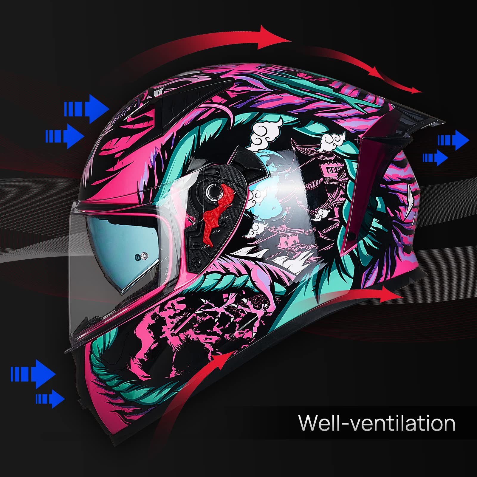 ILM Full Face Motorcycle Helmet, DOT Approved, EPS Material, Small, Legend Pink, Model ILM-Z501, Pinlock Compatible Visors