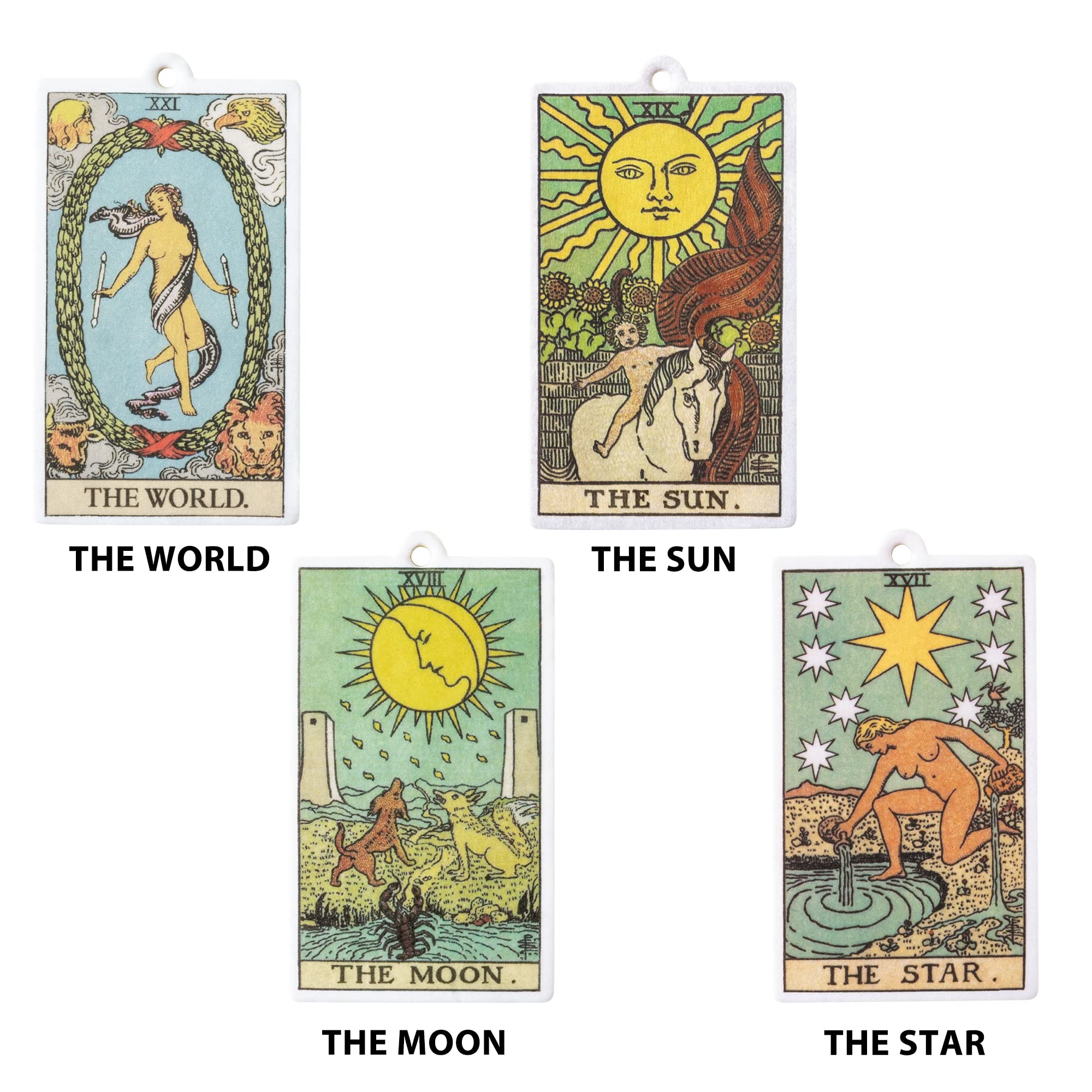 L1rabe 4Pcs Tarot Cards Theme Hanging Air Fresheners, Black Aromatherapy Tablets for Car, Bedroom, Wardrobe, Shoe Cabinet