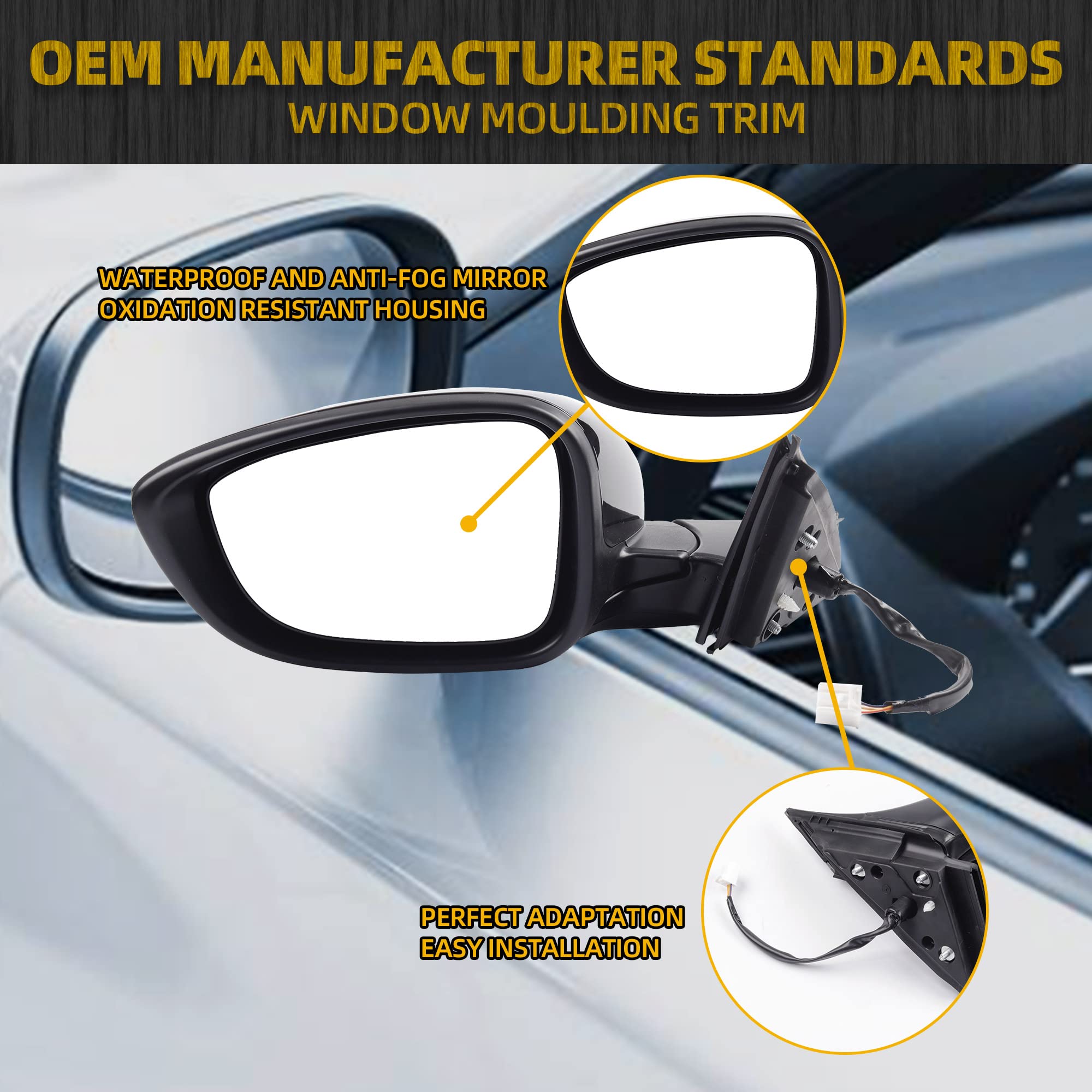 Dasbecan Left Driver Side Door Mirror Compatible With Honda Accord Lx Sport 1.5T 2018-2022 Power |Non-Heated|Paint To Match Repa