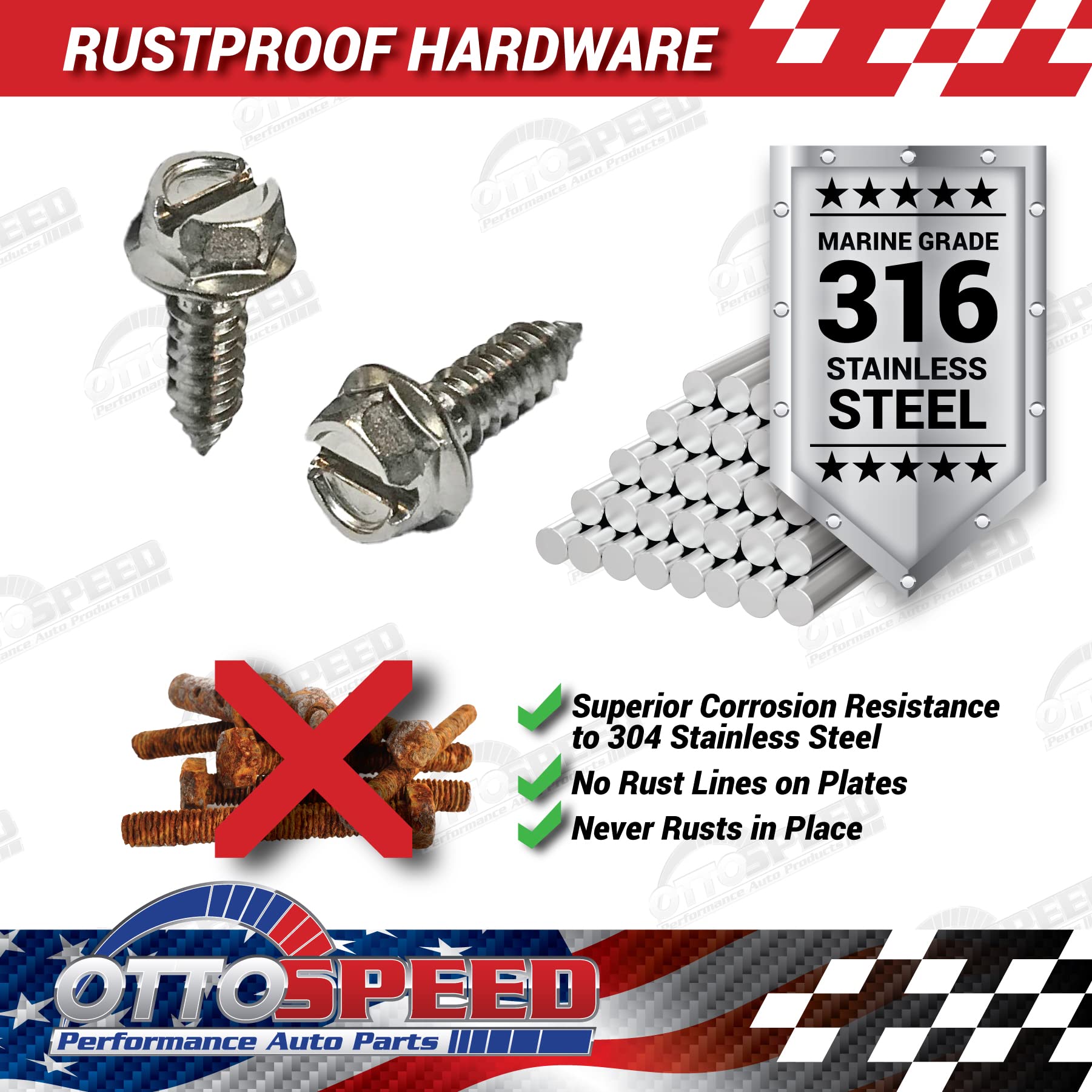 License Plate Screw Kit - Stainless, Oem Style Fasteners With Nylon Screw Retainers For Mounting Front And Back License Plates O