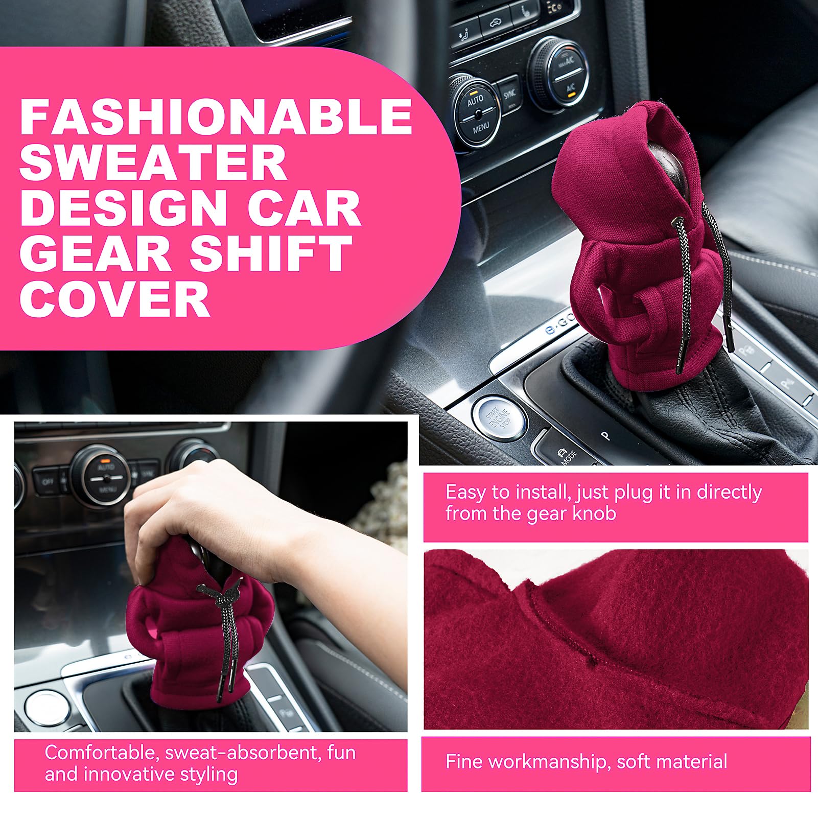 Gear Shift Hoodie Cover, Universal Car Shift Knob Hoodie, Mini Hoodie For Car Shifter, Automotive Interior Cute Gadgets, Car Acc