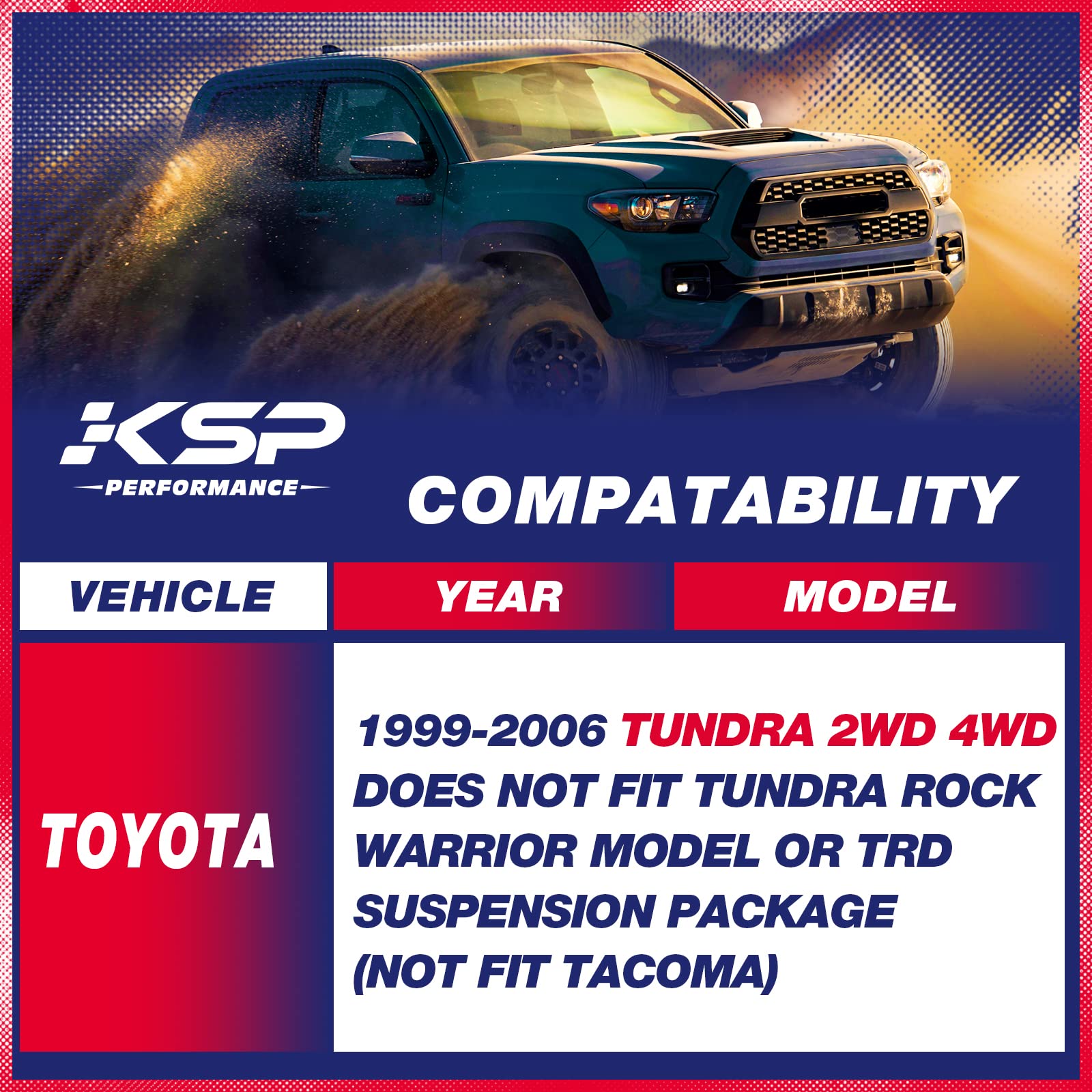 Ksp Tundra Lift Kit Front 2'' Aircraft Billet Strut Spacers Leveling Lift Kit Fit For Tundra 2Wd 2X2 4Wd 4X4 1999-2006