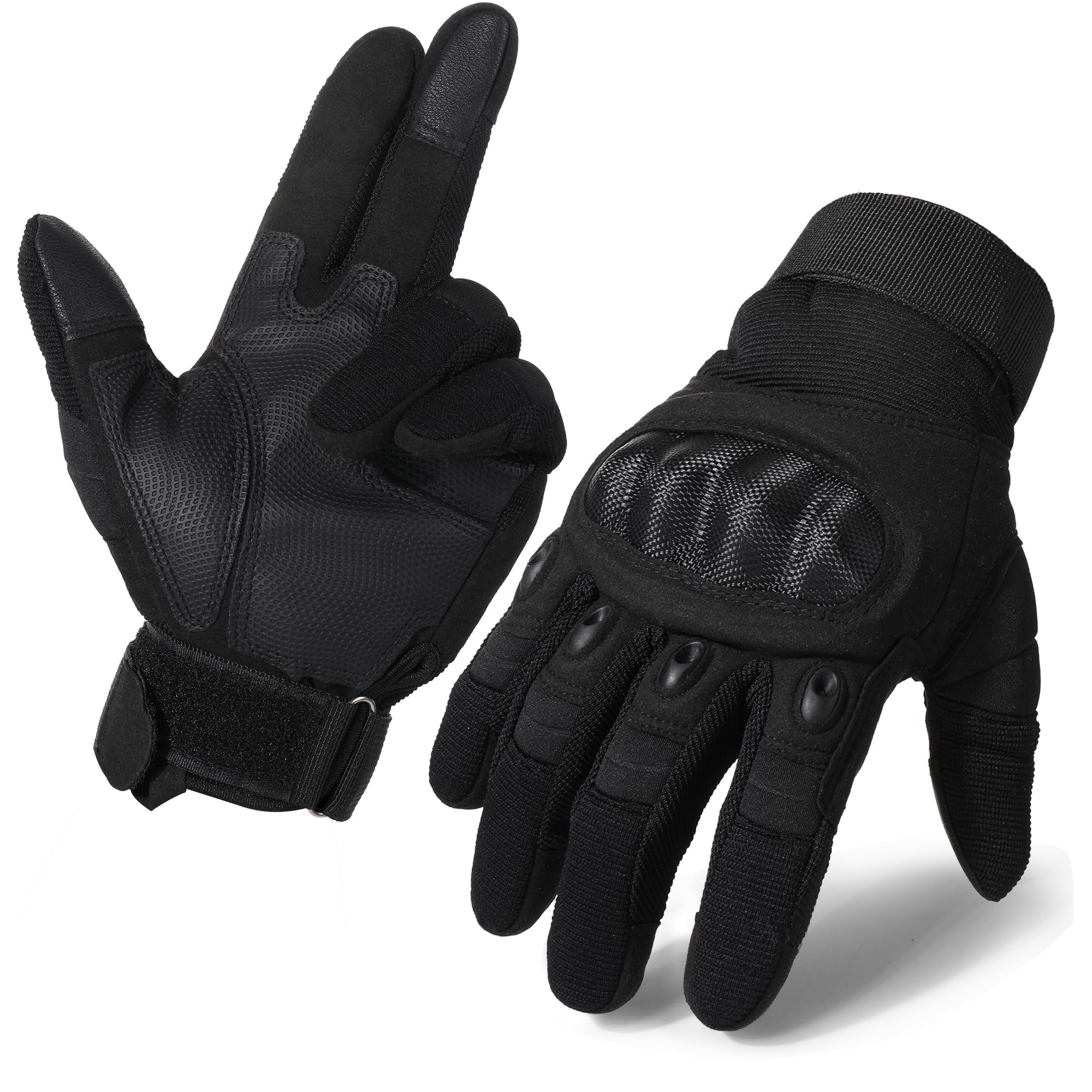 MVPTOO Motorcycle Tactical Gloves for Men - Touchscreen, Hard Shell & Palm Padding for Airsoft Paintball Hunting Hiking Camping 