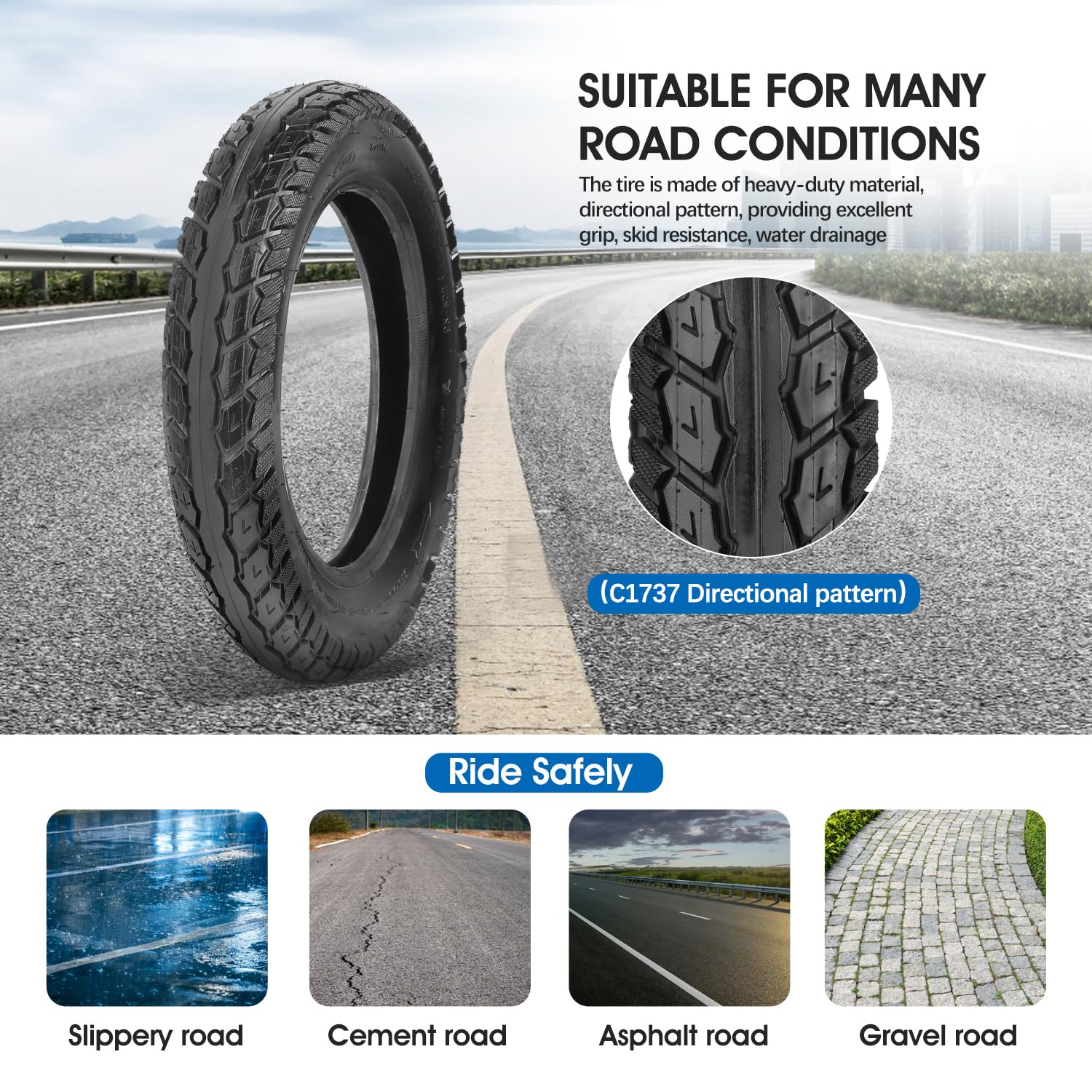Heavy Duty 12.5X2.25 (12-1/2 X2-1/4) Tire & Inner Tube Set With Angled Valve Stem For Electric Scooters Razor Pocket Mod, Currie