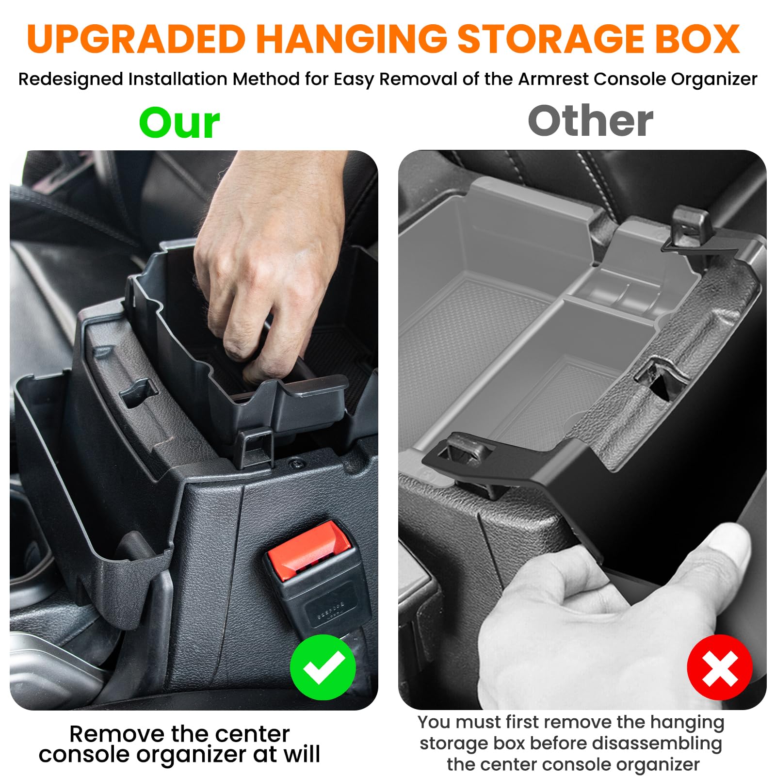DIAMOOKY 4PCS Center Console Organizer for Jeep Wrangler JL/JLU 2018-2023 & Gladiator JT, ABS Material, Side Tray Storage Box