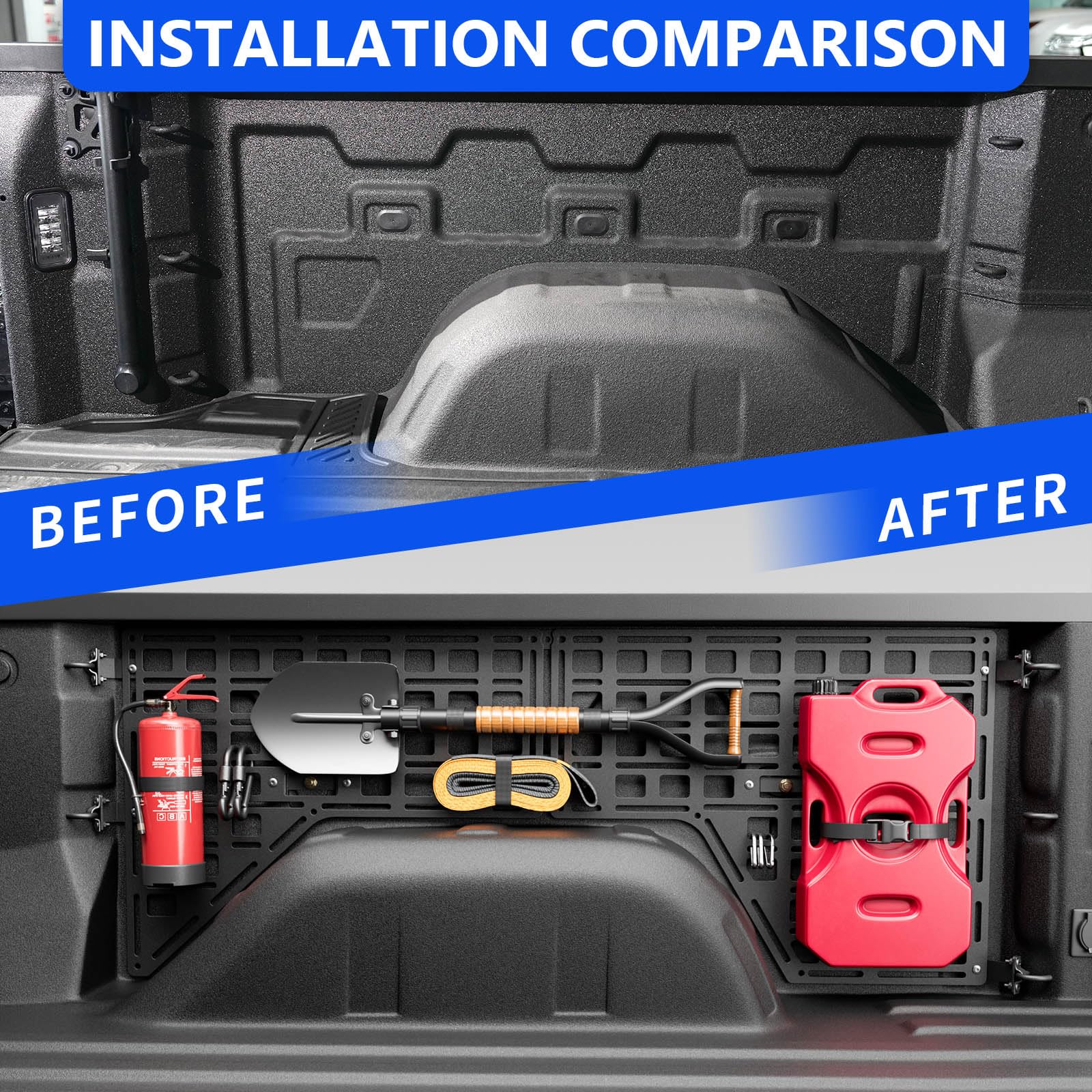 SZYANG Side Bed Molle Panel for 2019-2025 Chevy Silverado, Alloy Steel, 5.8FT, Compatible with GMC Sierra Truck Panel System