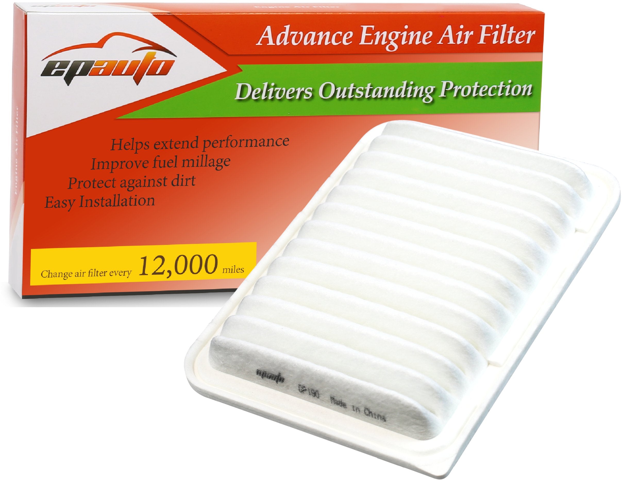 EPAuto GP190 (CA10190) Replacement for Toyota/Scion Rigid Panel Engine Air Filter for Corolla 1.8L (2009-2019), Matrix Base (200