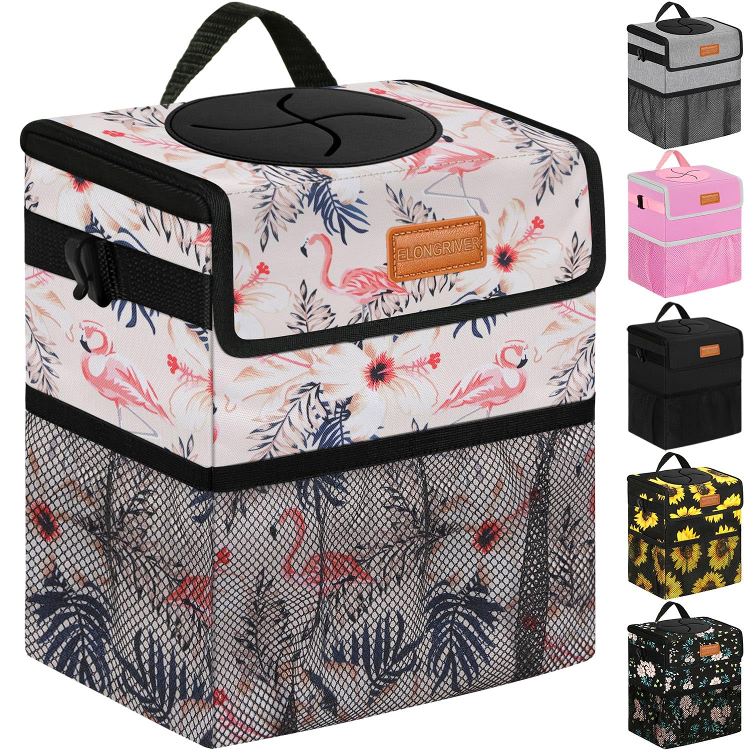 Elongriver Car Trash Can Bin For Back Seat, Leak Proof, Cute Car Trash Bag Hanging, Vehicle Trash Can For Suv Truck Van, Automot