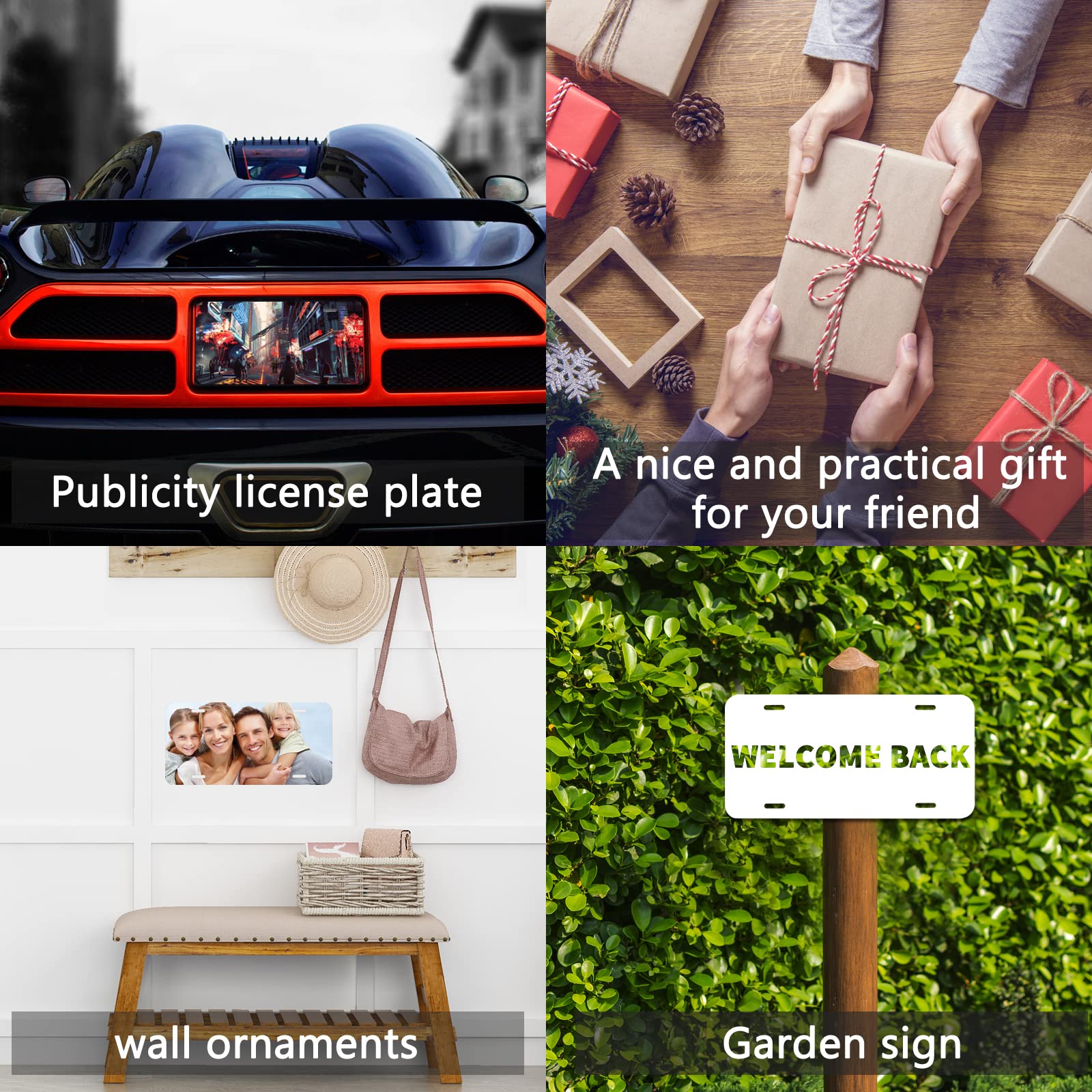 10 Pack Sublimation License Plate Blanks,Thickness 0.65Mm Heat Thermal Transfer Sheet Diy Picture Sublimation Blank,Metal Aluminum Automotive License Plate Plates Tag For Custom Design Work- White