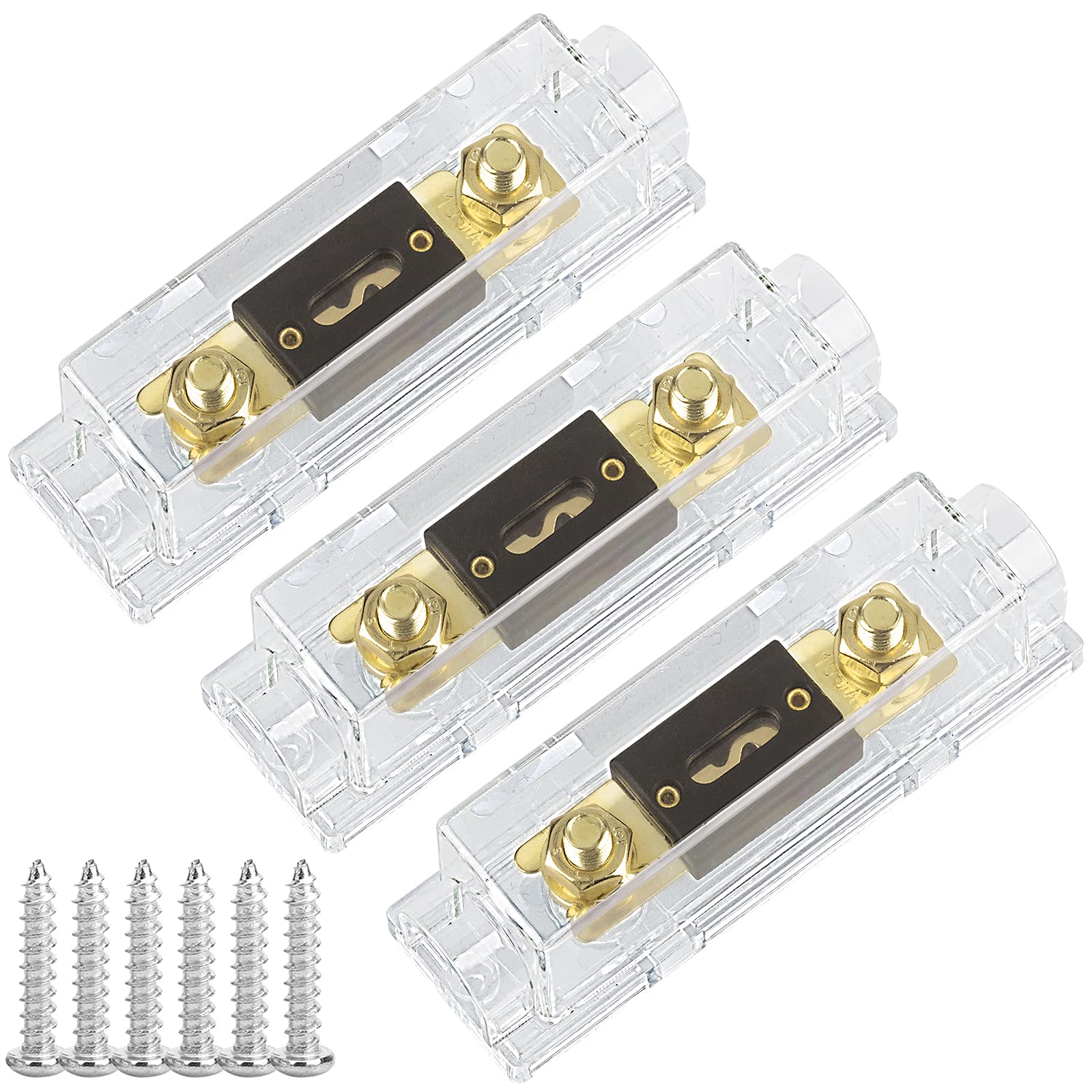 Hamolar 3 Pack 250A Car Anl Fuse Block Kit 0/2/4/8 Gauge Awg 250 Amp Fuses Holder For Audio Truck Diy