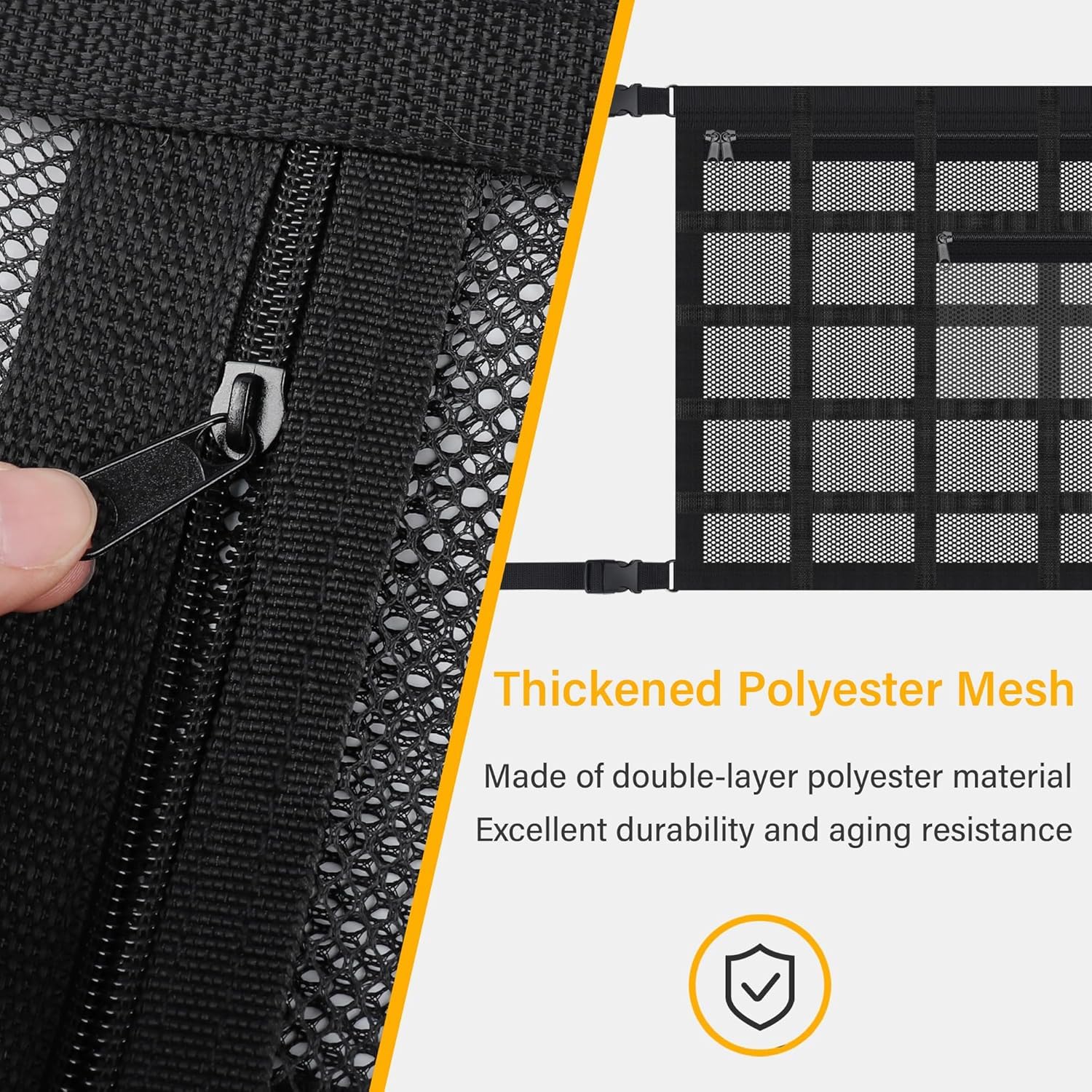 Upgrade Car Ceiling Cargo Net Pocket with Zip,Double Layers+Avoid Sagging Roof Cargo Bag for Toy,Quilts,Tickets,Universal Road T