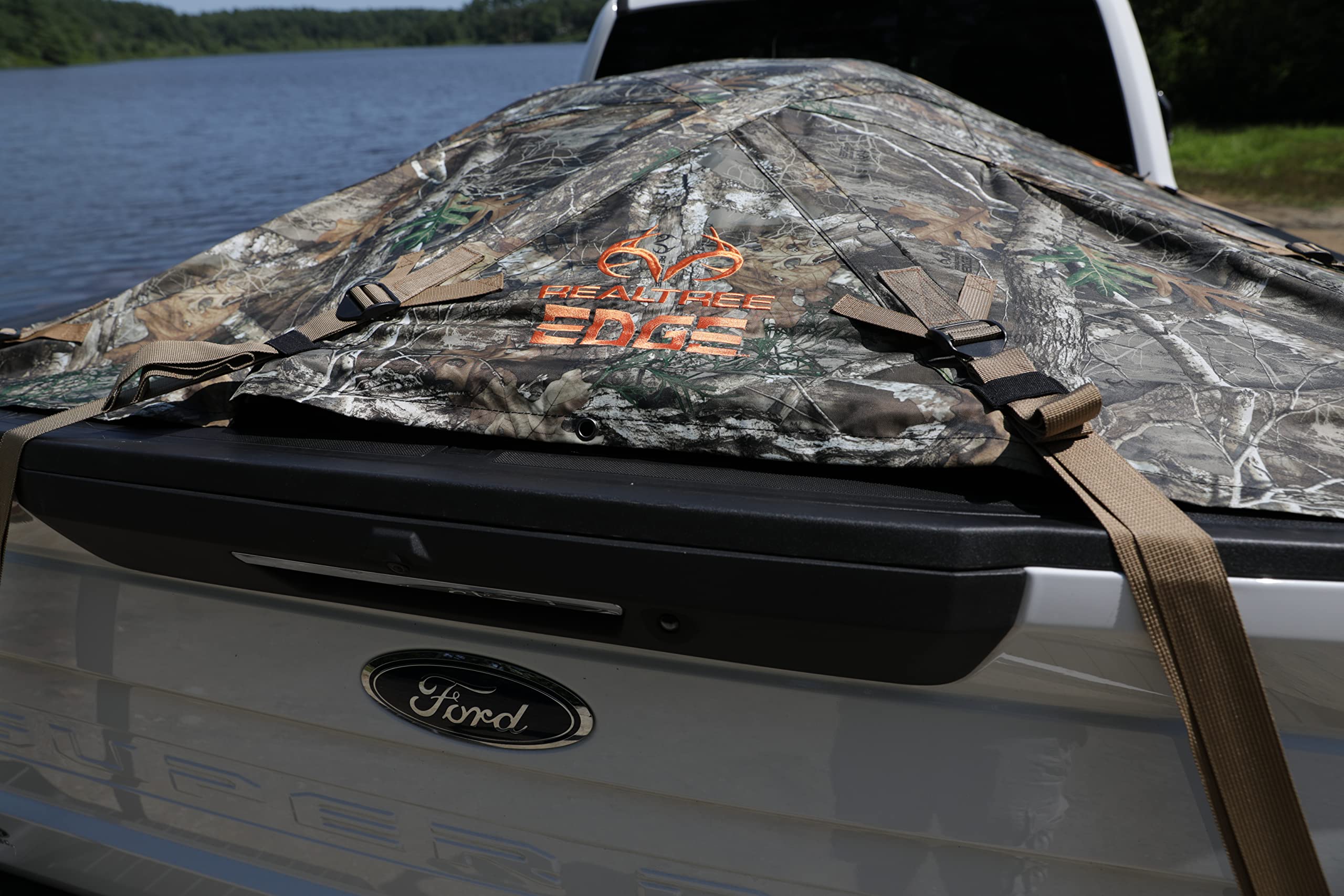 TarpX X-Cover Camouflage Truck Bed Cover - Large PVC Tarp for Trucks & Trailers up to 8' - Realtree Edge