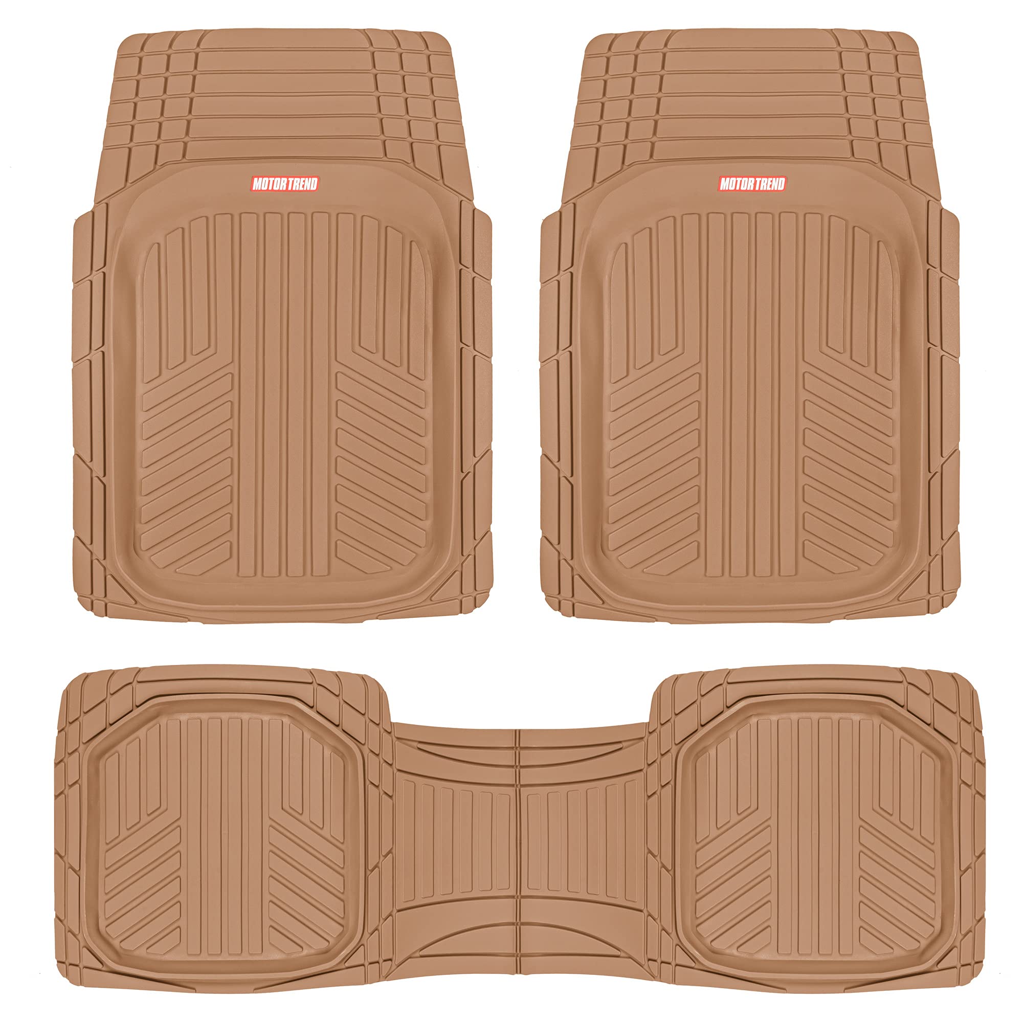 Motor Trend Deepdish Floor Mats For Cars Full Set, All-Weather Rubber Automotive Floor Mats, Performance Plus Heavy Duty Car Mat