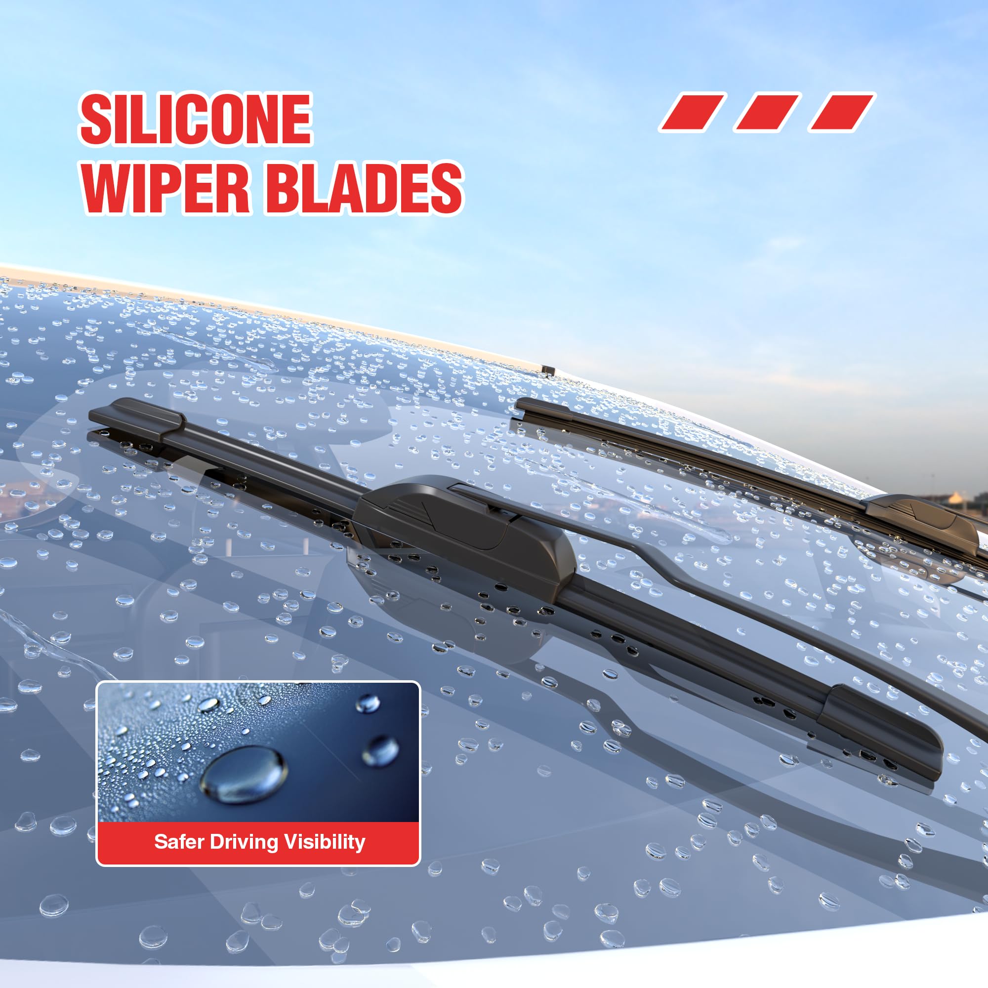 Berg Regen 22 Inch-2 Pack Silicone Windshield Wiper Blades Replacement For Chevy Chevrolet Silverado Gmc Sierra 2018 2017 2016 2