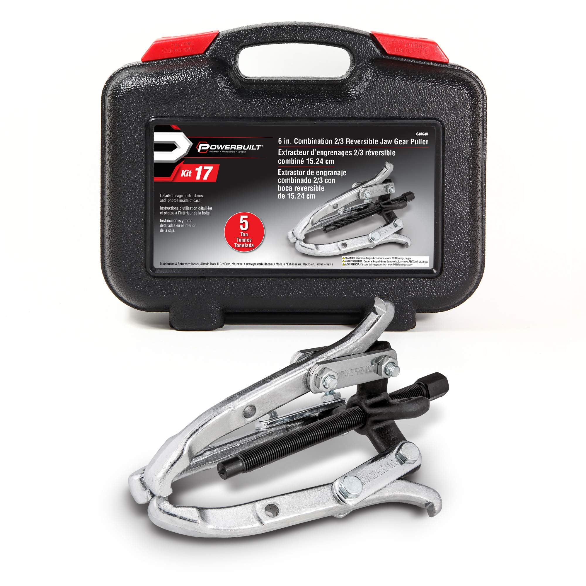 Alltrade 648648 Kit 17 Combination Reversible Jaw Gear Puller Tool Set Silver, 6 in.