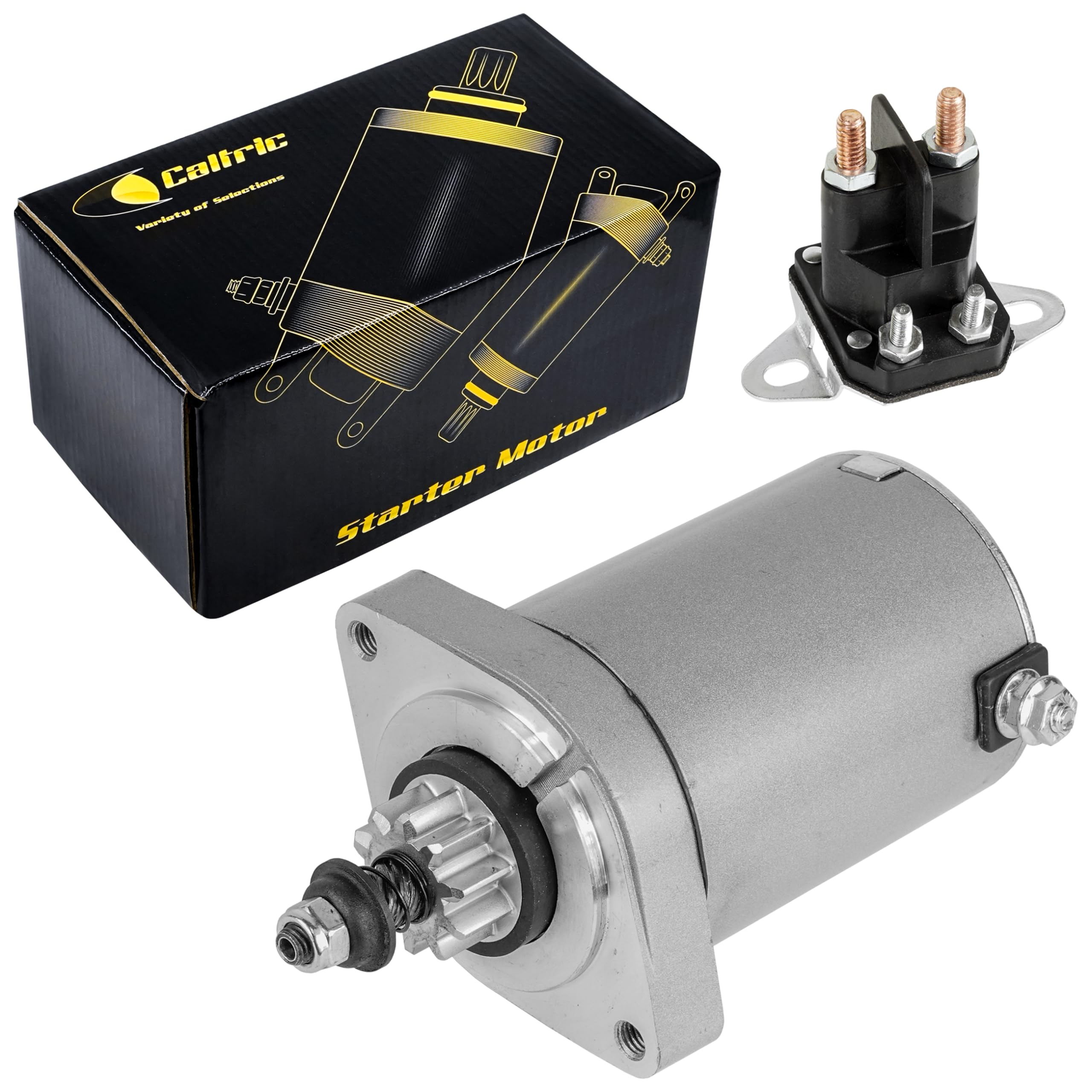 Caltric Starter with Relay Solenoid Compatible with John Deere X300 X300R X304 X305R X310 X320 X324