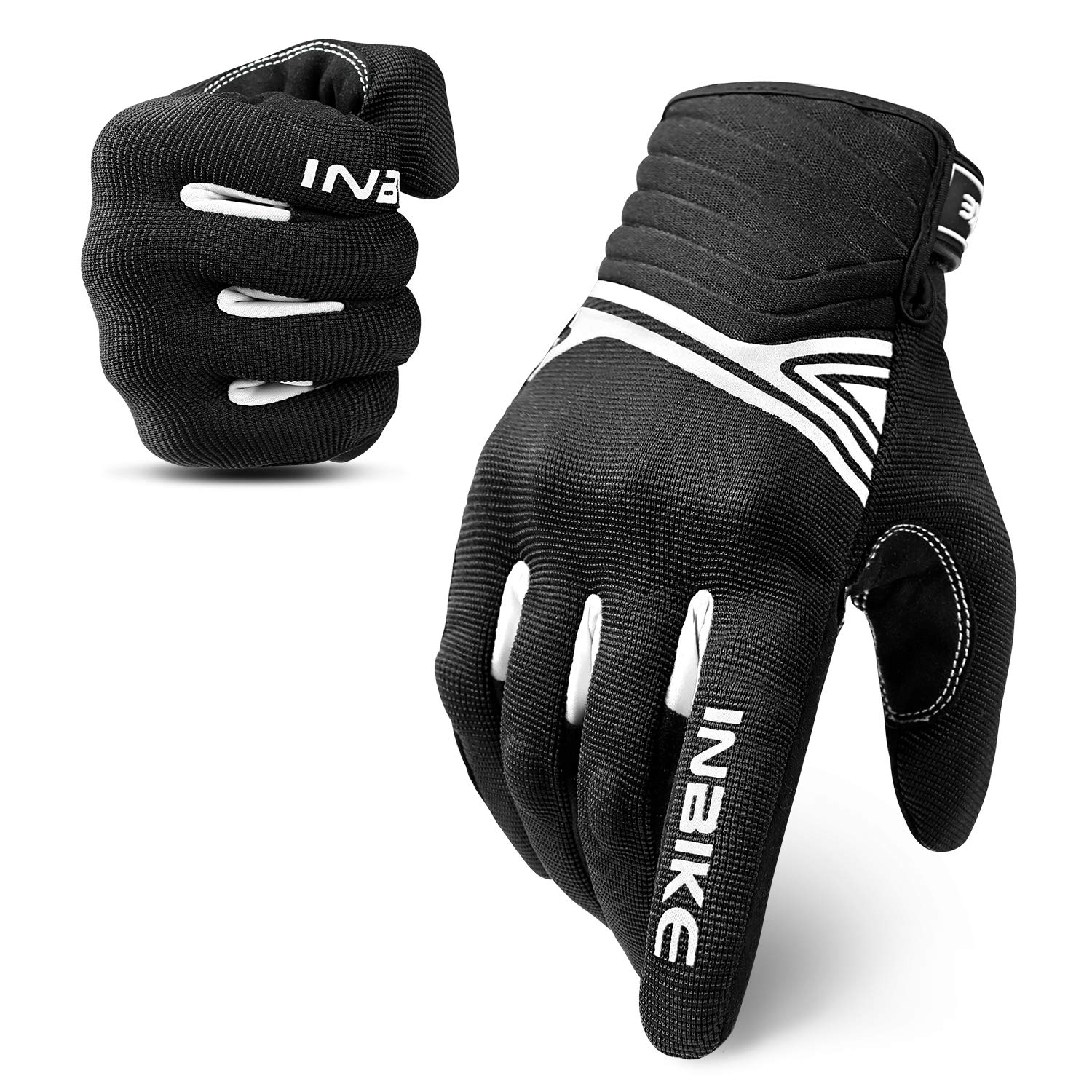 Inbike Breathable Mesh Motorcycle Gloves Touchscreen With Tpr Palm Pad Hard Knuckles Black White Medium