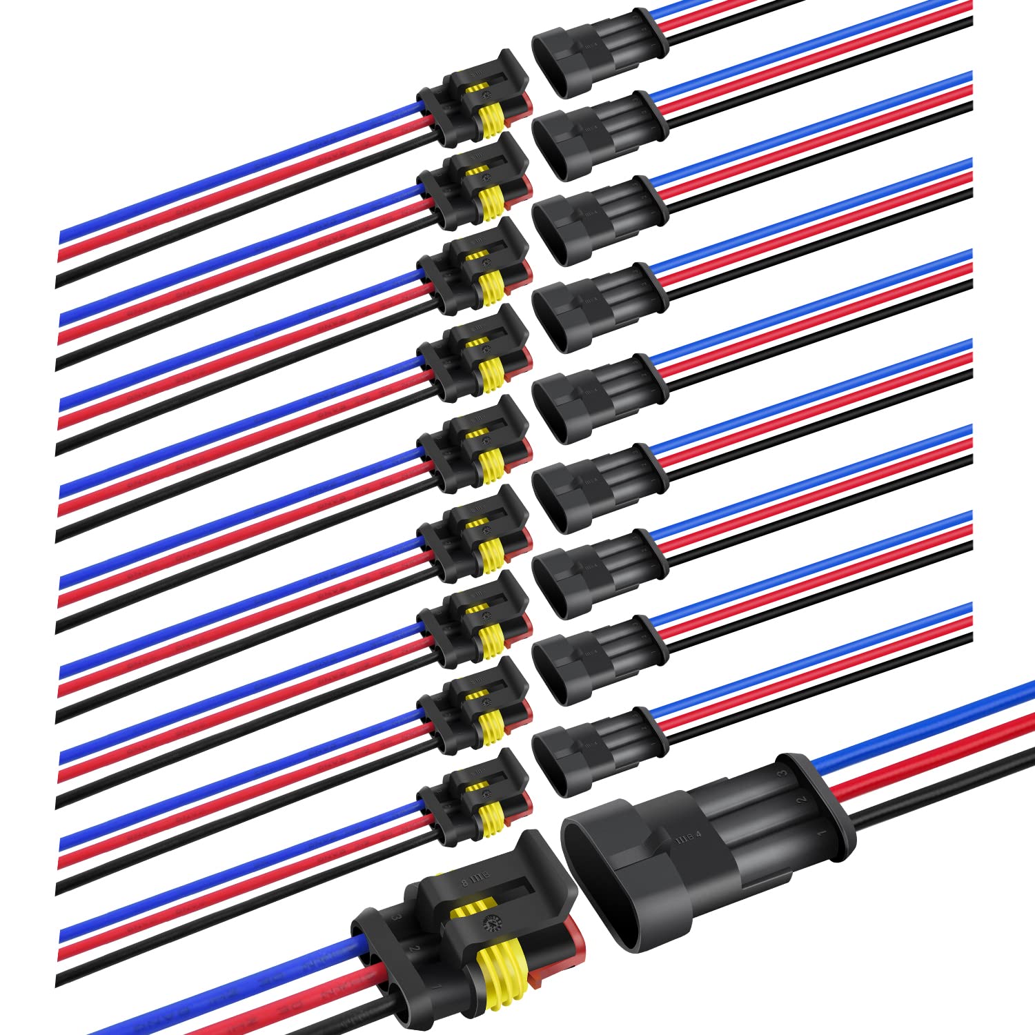 Nilight 3Pin Electrical Wire Connectors Male And Female Plug Socket Quick Disconnect Waterproof Play Terminals For Automotive Ca
