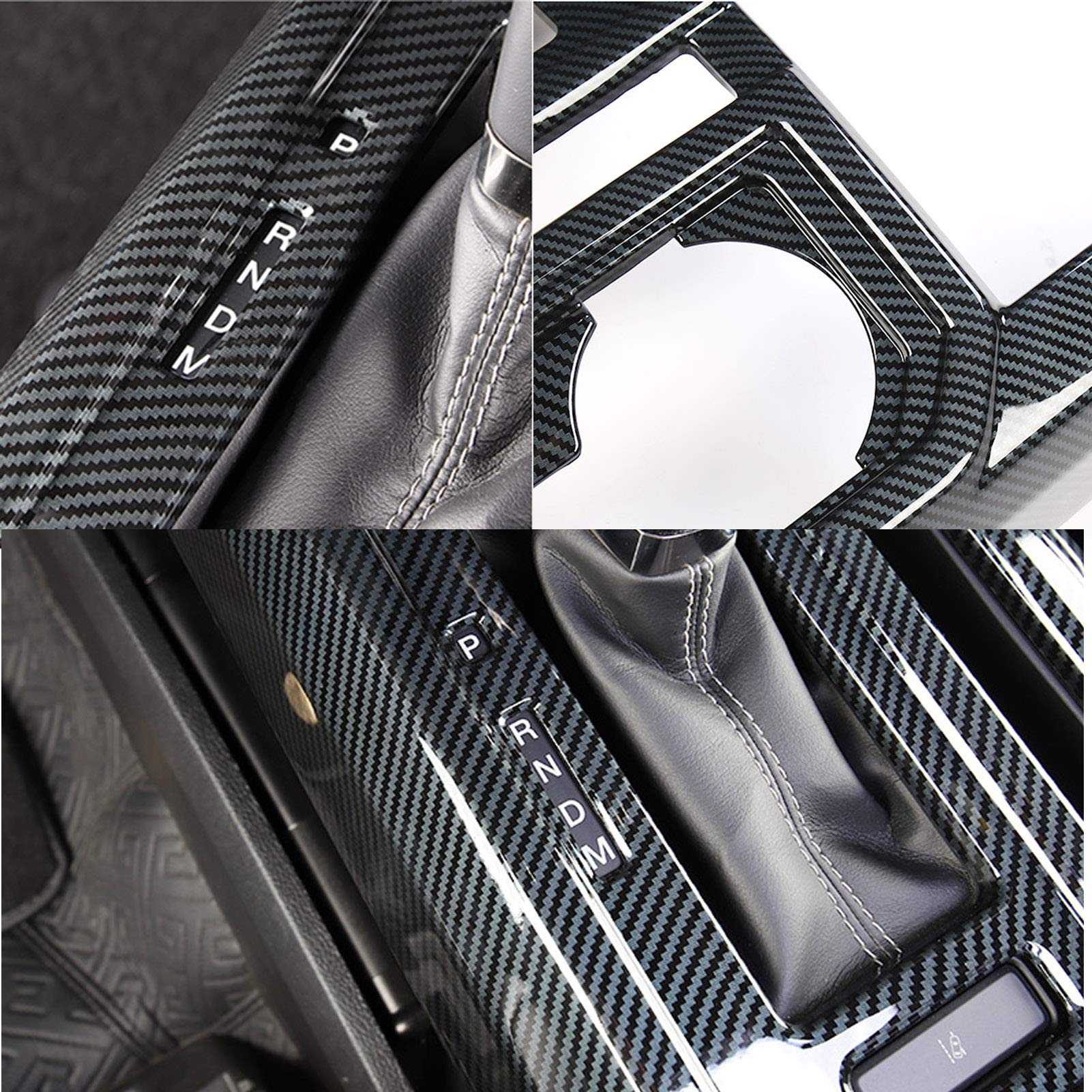 Keptrim ABS Carbon Fiber Center Console Gear Shift Cup Holder Trim for 2015-2020 Ford F150, 2pcs