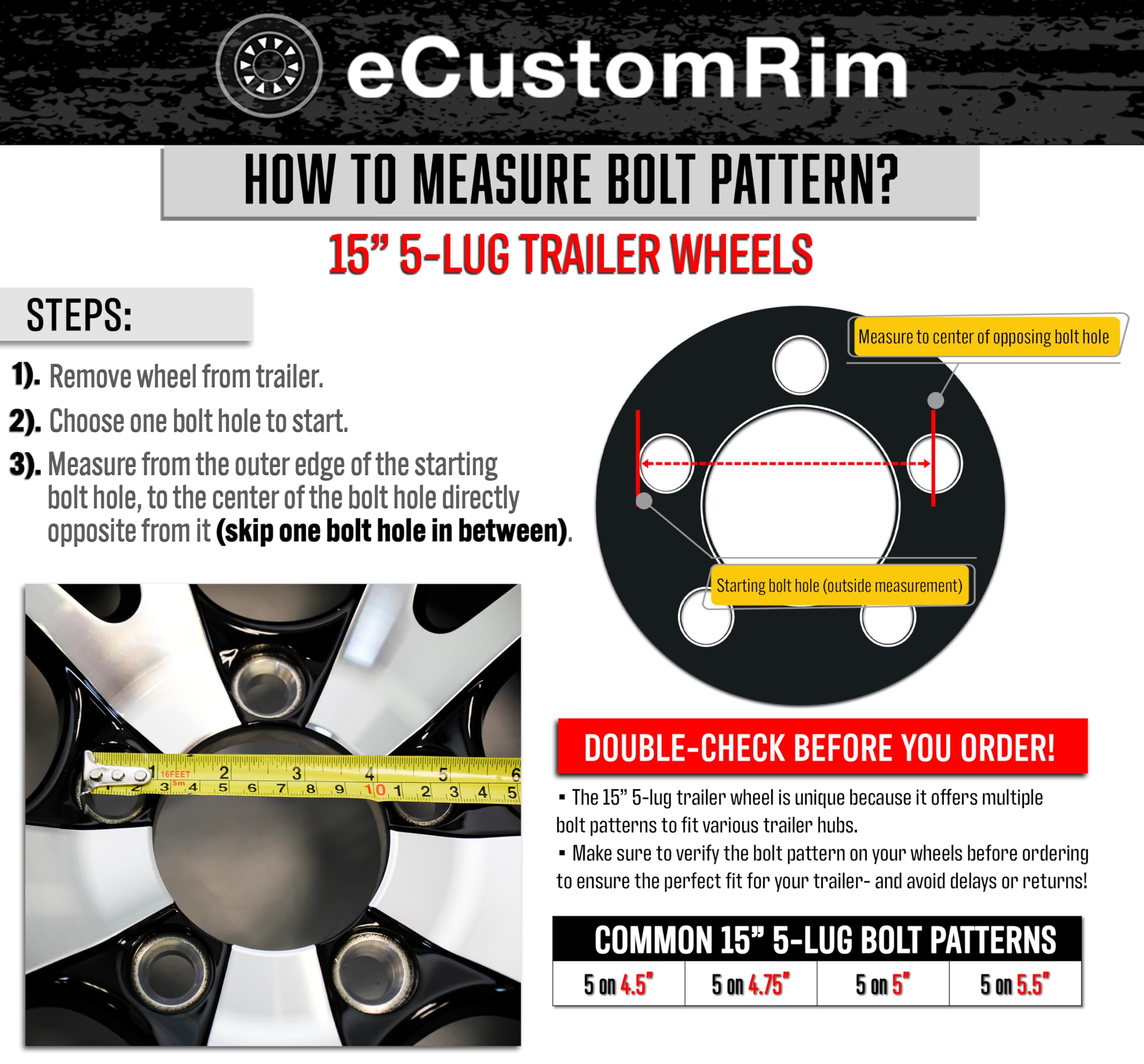 Ecustomrim 2-Pack Trailer Tire Rim St205/75D14 14 In. Load Range C 5 Lug White Spoke Wheel - 2 Year Warranty W/Free Roadside