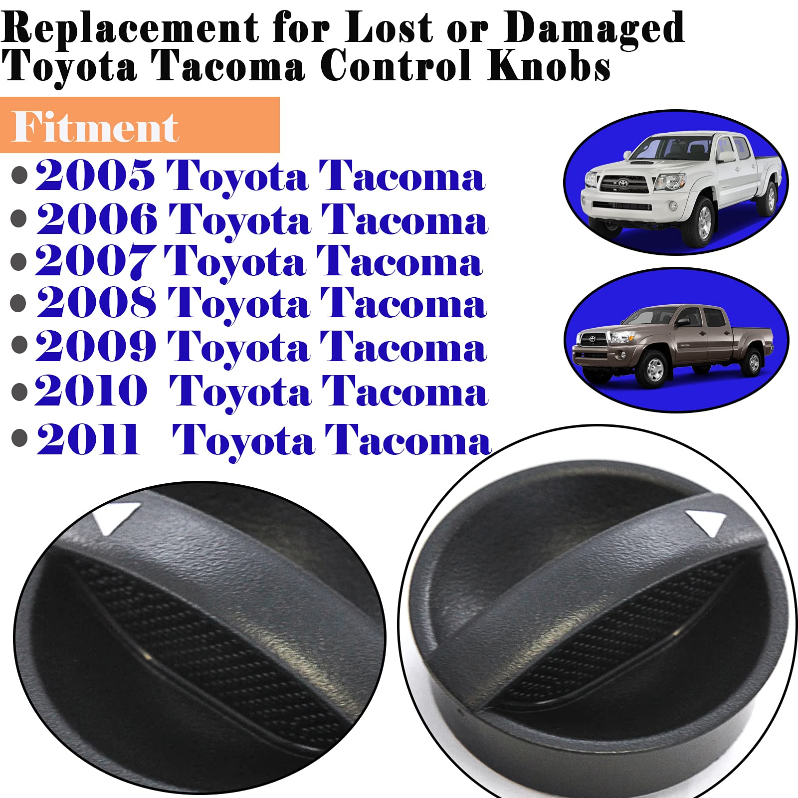 Tacoma Hvac Heater Control Knob Compatible With 2005-2011 Toyota Tacoma Dials Blower Temperature Air Flow Control Switch Knob 65551820A 758695