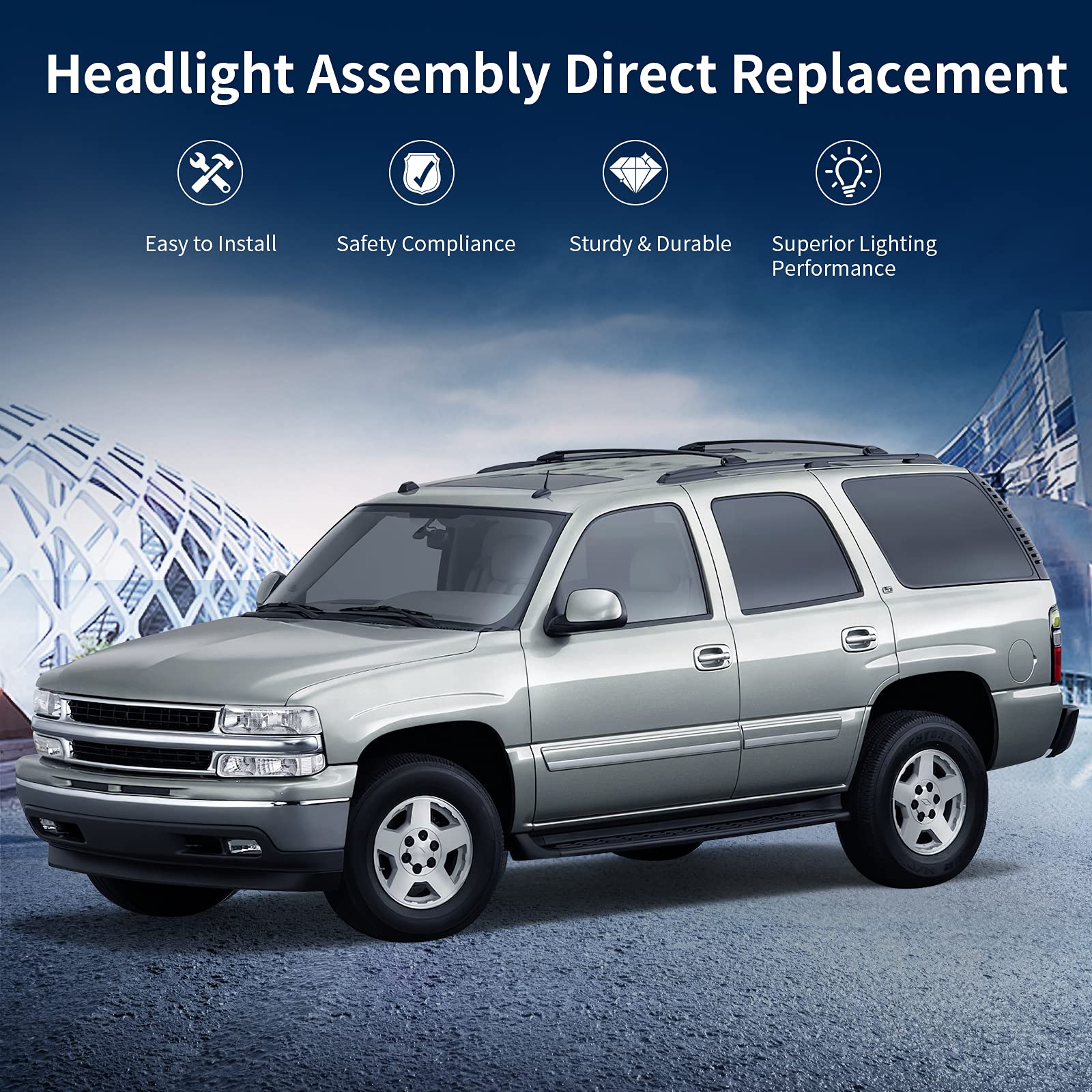 Autosaver88 Headlight Assembly Compatible With 1999-2002 Chevy Silverado 1500 2500/2001-2002 Silverado 1500Hd 2500Hd 3500/2000-2