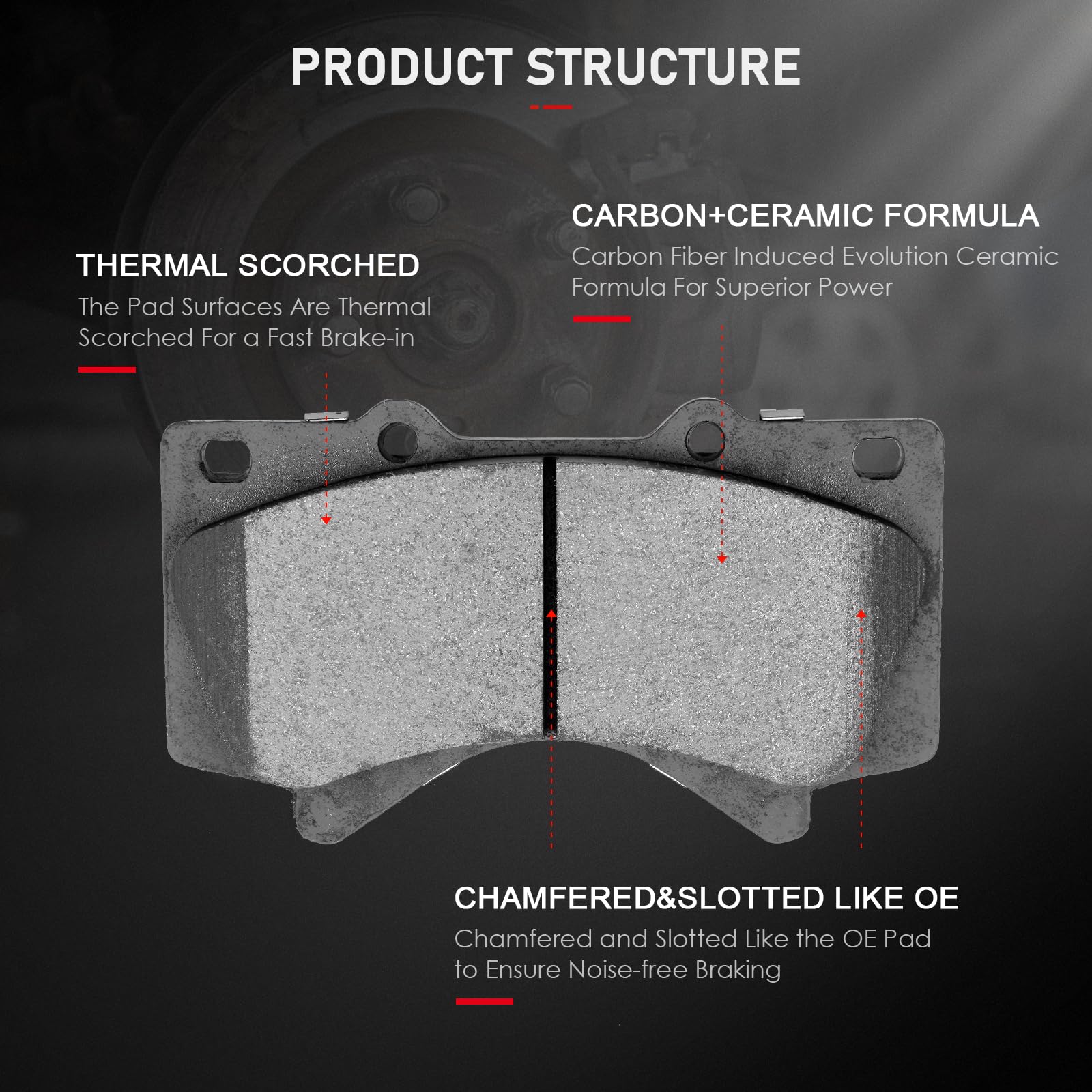 Cciyu D1303 D1304 Front Rear Ceramic Brake Pads 2008-2011 2013-2019 For Lexus Lx570, 2008-2011 2013-2019 For Toyota For Land Cru