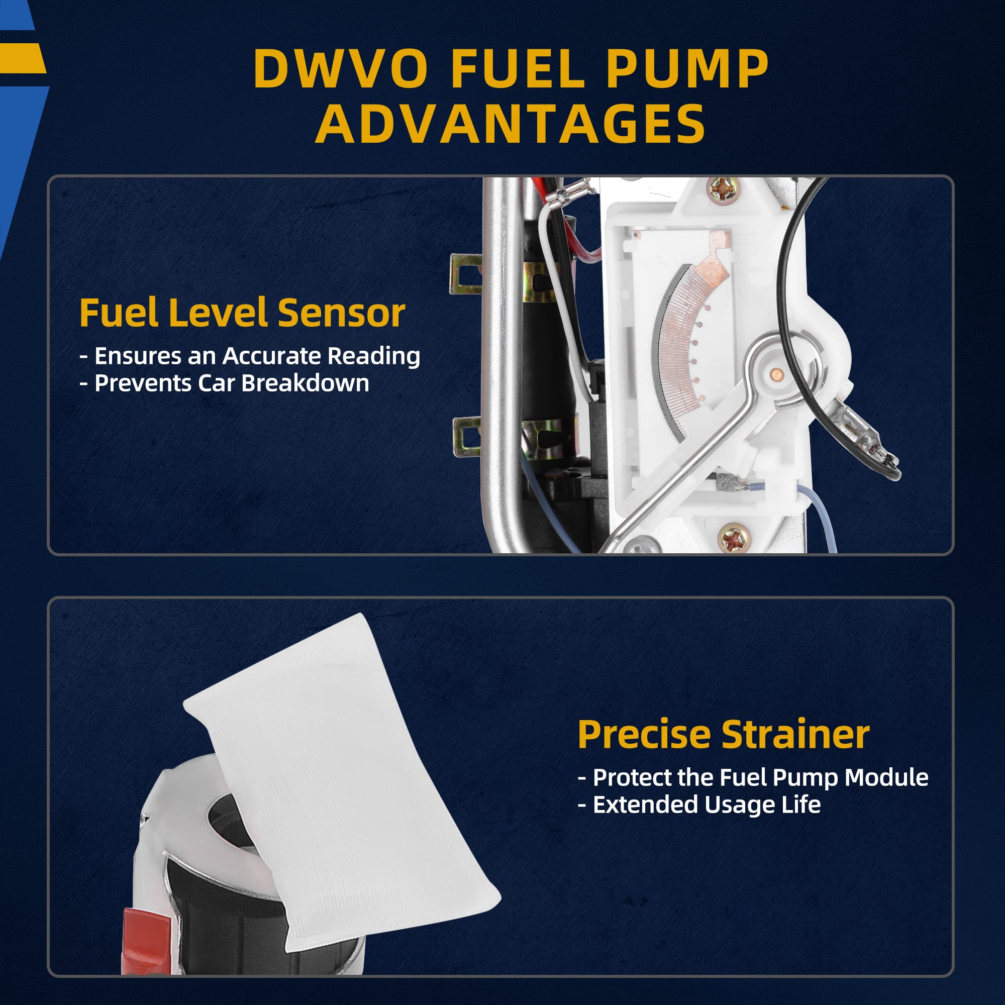 Dwvo Fuel Pump Assembly Replacement Compatible With 1999-2003 Ford F150, 2004 F150 Heritage, 1999 Ford F250 4.2L 4.6L 5.4L, Easy