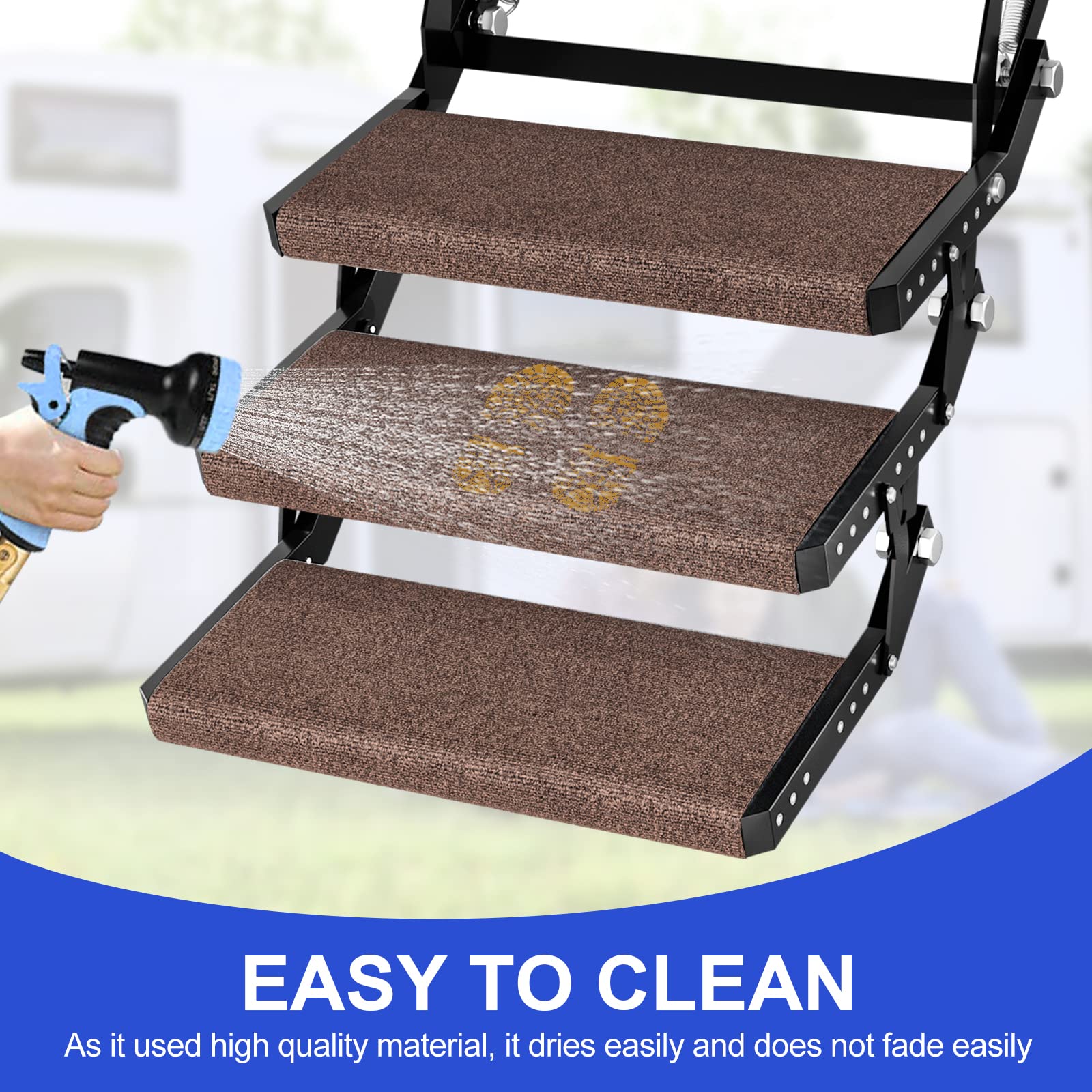 Ristow Rv Step Covers 3 Pack 22'' Wide Rv Step Rug With Install Hooks Fit 8-11'' Deep Camper Step Cover Rv Stair Covers Ideal Fo
