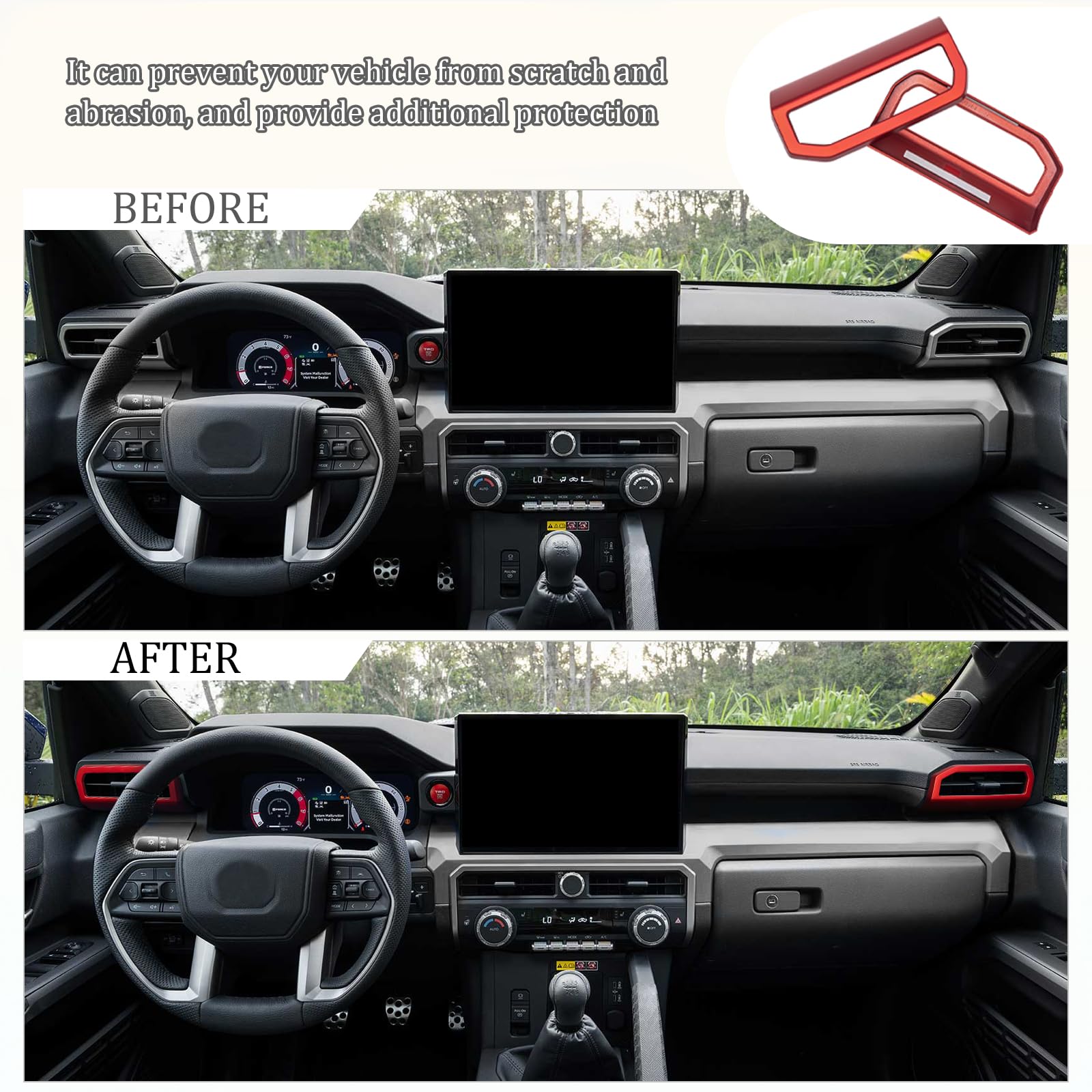 Jdmcar Dashboard Side Air Vent Outlet A/C Decorative Cover Trim Compatible With 2024 2025 Toyota Tacoma And 2025 Toyota 4Runner