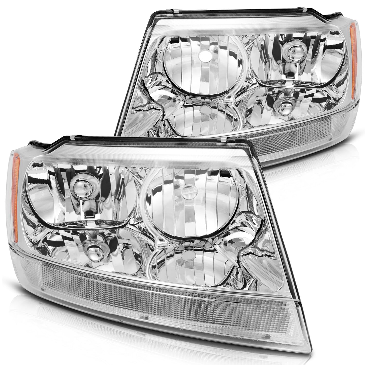 OCPTY Headlight Assembly Pair Replacement For 1999-2004 for Jeep Grand Cherokee