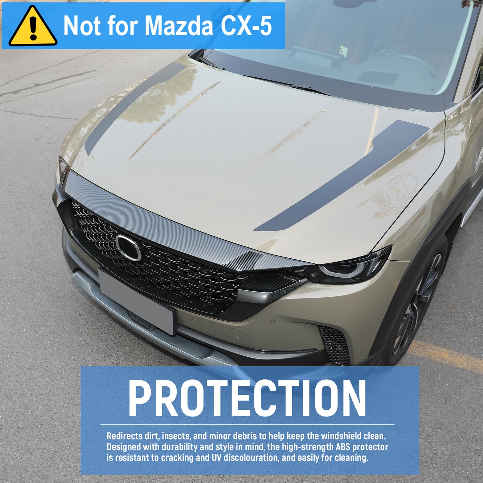 Birbenben Hood Air Deflector for Mazda CX50 2023-2025, Carbon Fiber, ABS Plastic, Low Profile Bug Shield, Bumper Guard Accessories