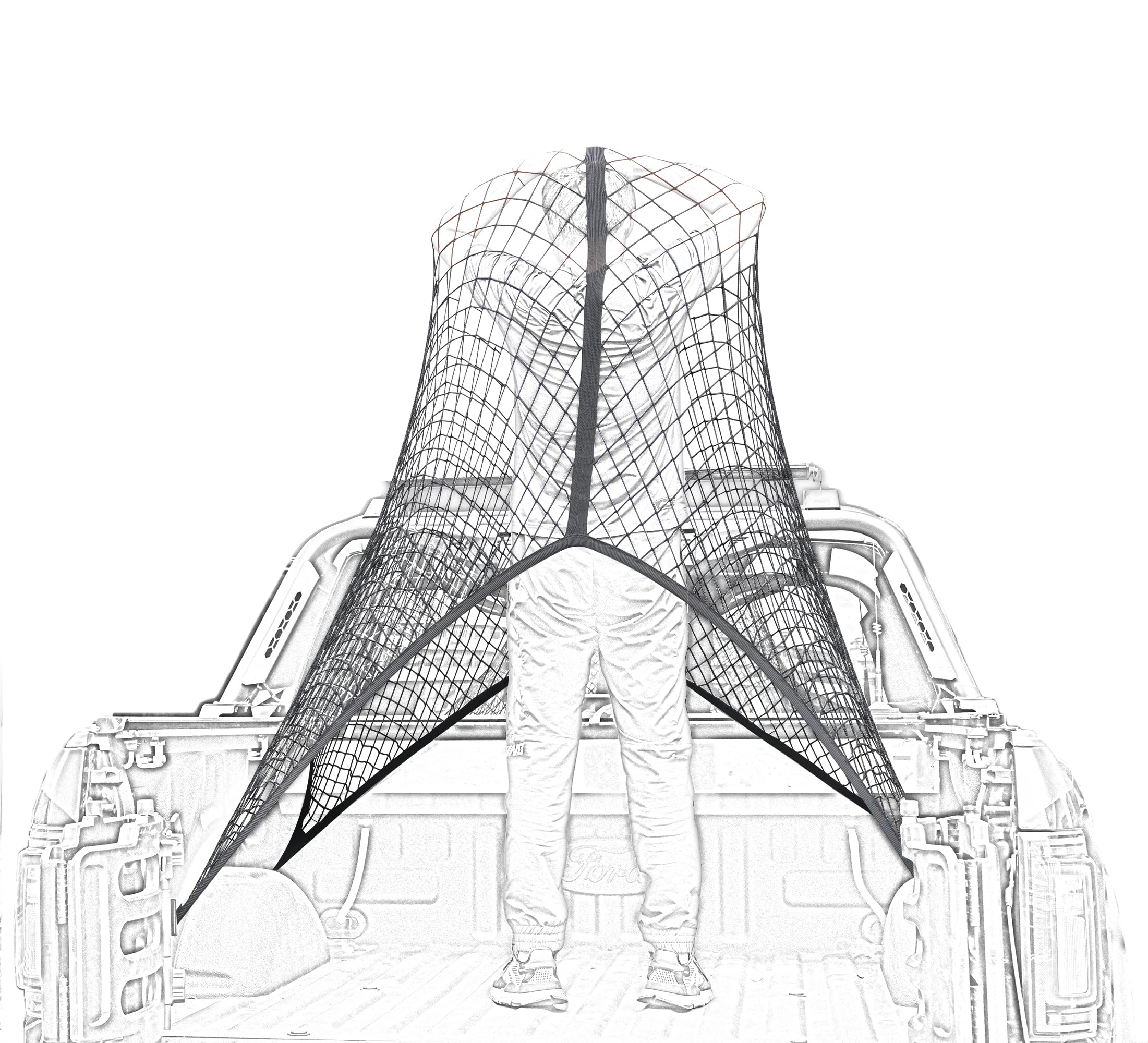 Highly Elastic Cargo Net, 4x6 Stretches to 8x12, Suitable for 6.5ft - 8.1ft Long Bed Trucks, Trailers (Lager Double Layer)