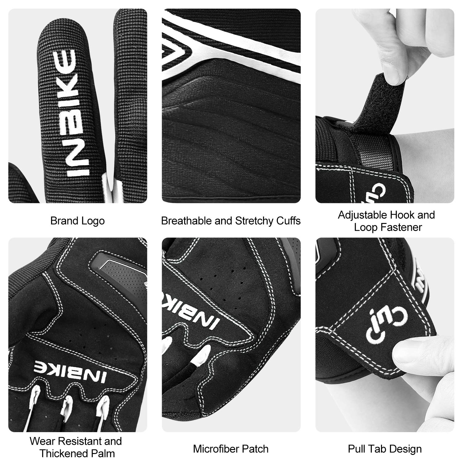 Inbike Breathable Mesh Motorcycle Gloves Touchscreen With Tpr Palm Pad Hard Knuckles Black White Small