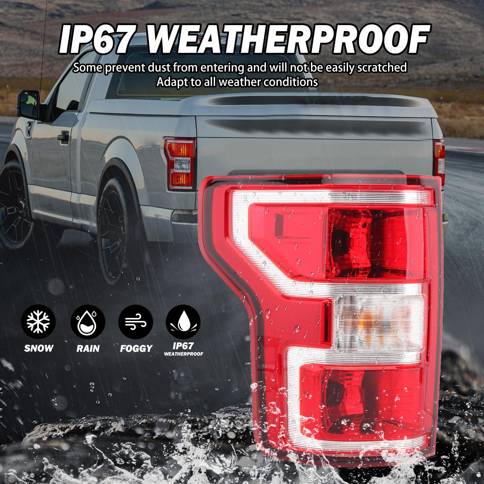 Driver Side Tail Light Assembly Compatible With Ford F-150 2018-2020 With Bulb And Harness Left Tail Lamp