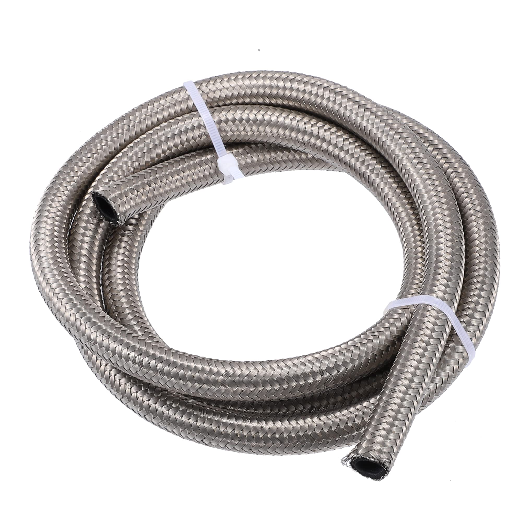 X AUTOHAUX 5ft 6AN Fuel Hose AN6 Universal Car Braided Stainless Steel CPE Oil Fuel Gas Line Hose Silver Tone