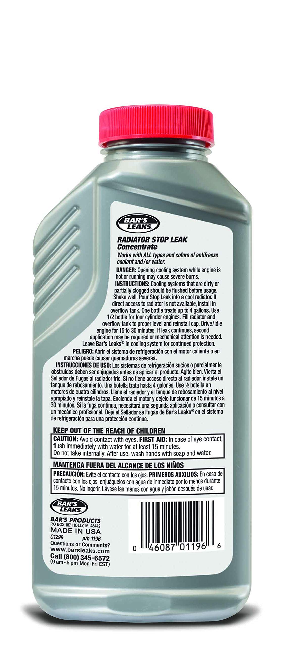 Bar's Leaks Radiator Stop Leak - 11 oz, Grey, Plastic, Model 1196, Pack of 1