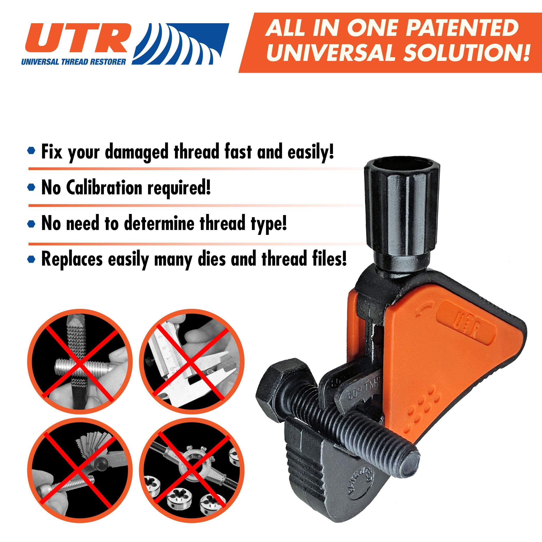 Utr - Universal Thread Restorer. External Thread Repair Tool. Easily Replaces Hundreds Of Dies. Automatically Chases Threads Wit