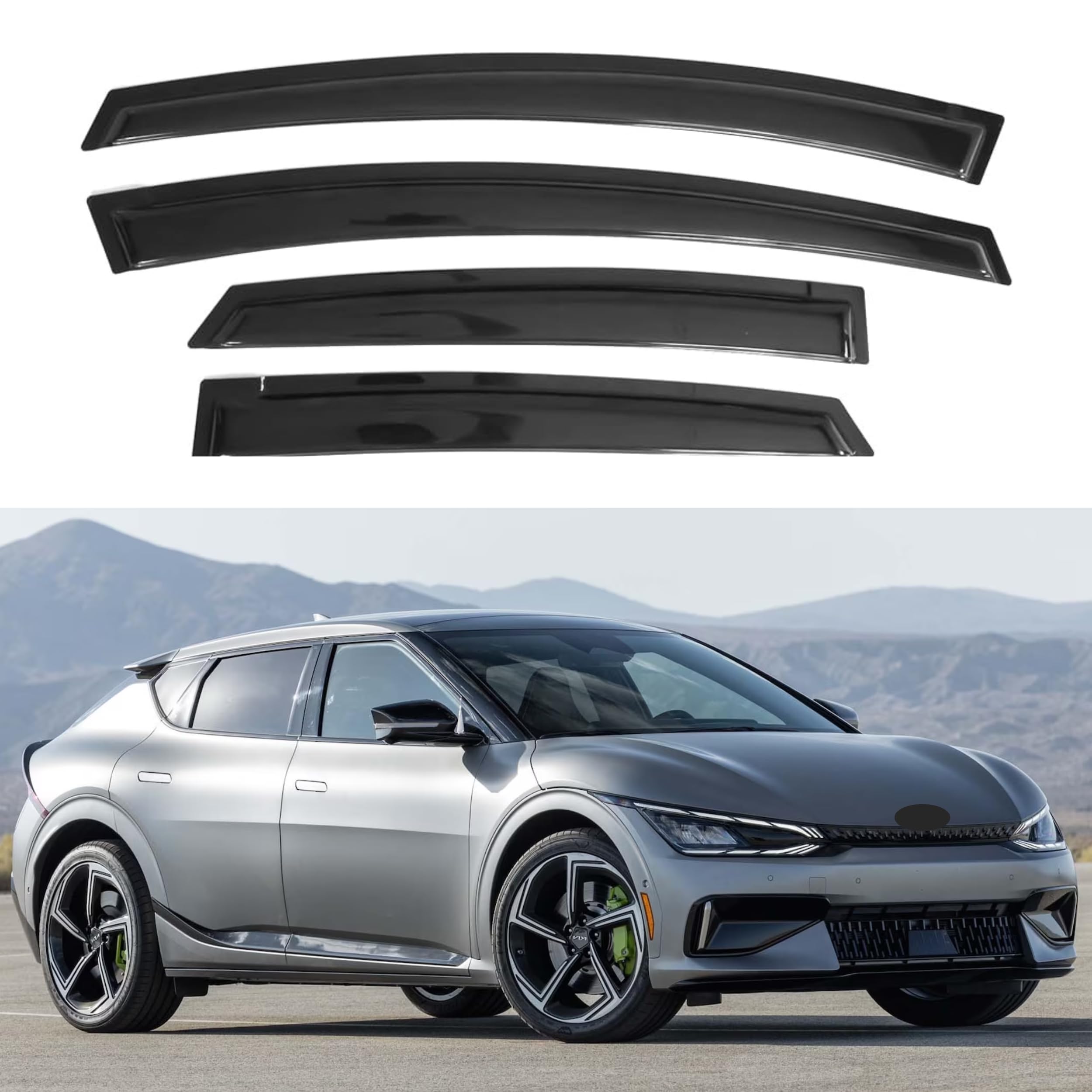 Ig Window Visor For Kia Ev6 2022-2024 (Excludes Turbo), Rain Guard Tape-On Extra Durable Sun Wind Side Vent Window Deflector, 20