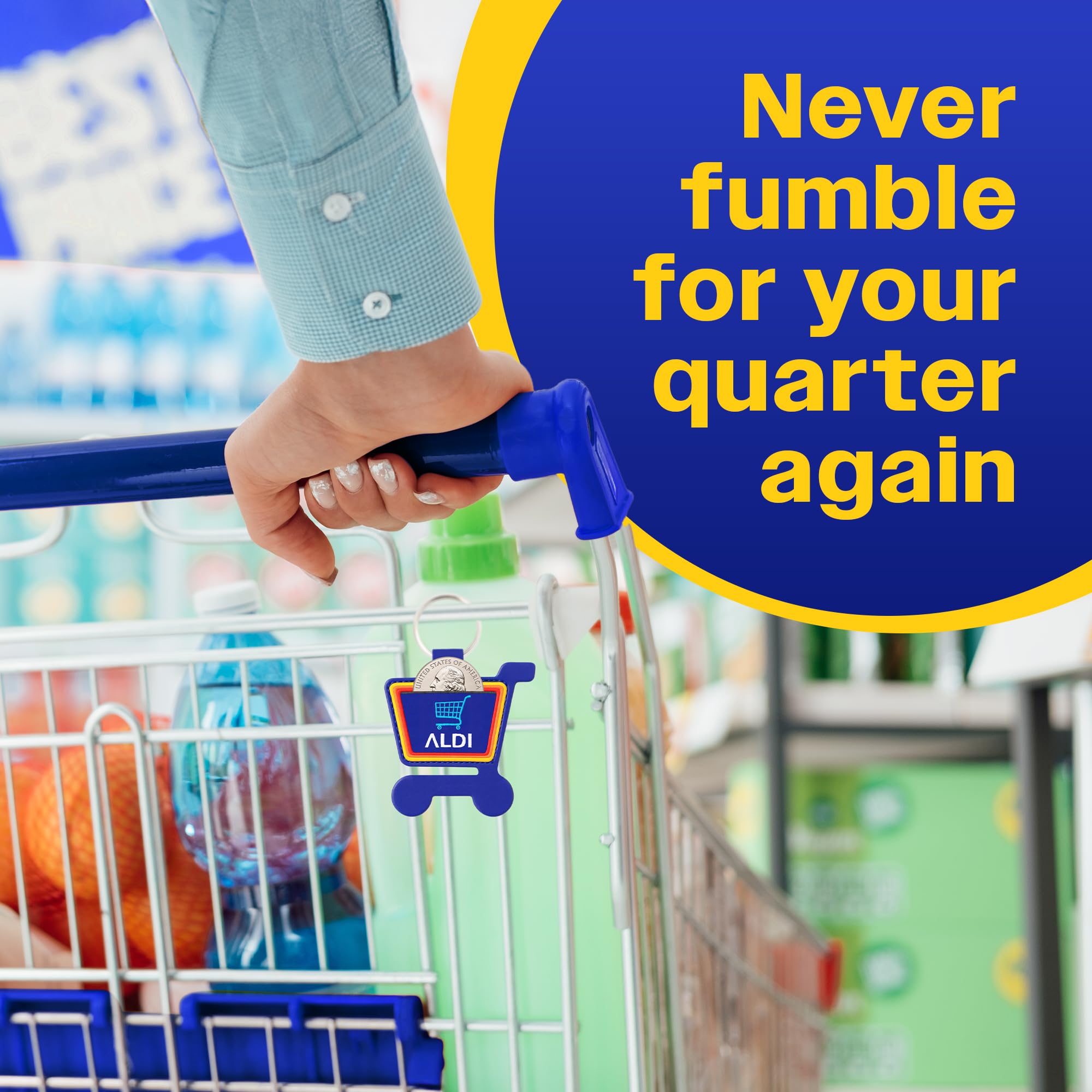 Maria Child Aldi Quarter Keychain Holder - Key Ring Aldi Quarter Holder Keychain for Shopping Cart - Coin Keeper - Fits Aldi, La