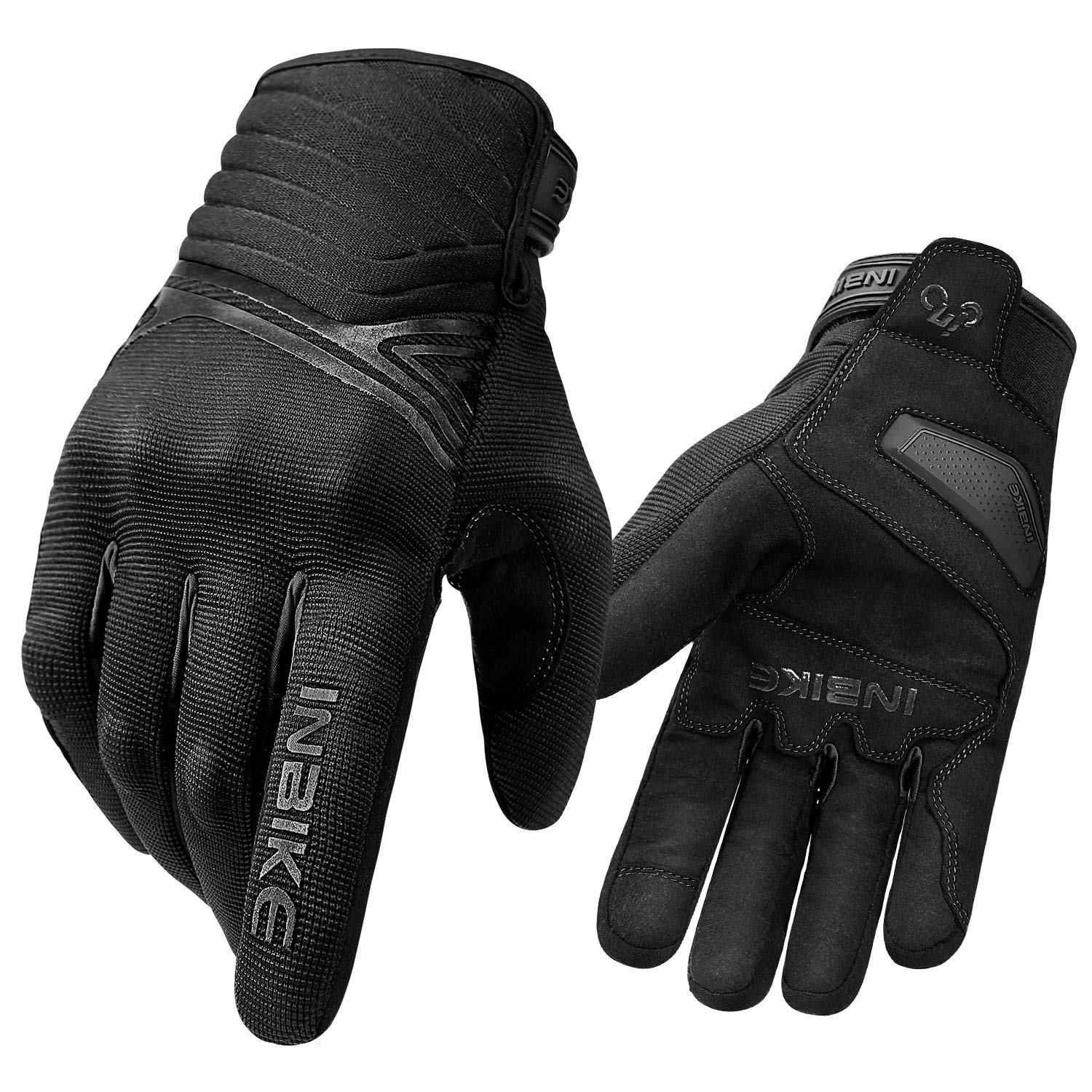 Inbike Waterproof Winter Motorcycle Gloves Thermal Fleece Touchscreen With Tpr Palm Pad Cushioning Hard Knuckle Black Small