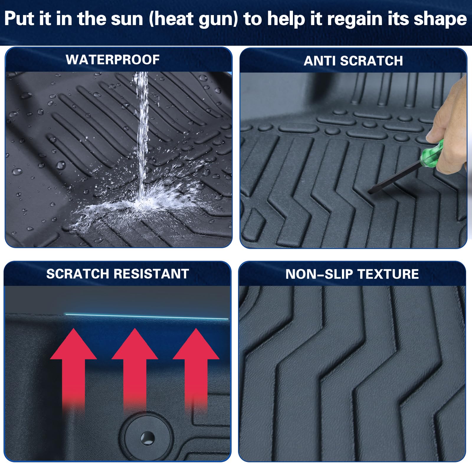 Floor Mats for 2016-2022 Honda HR-V,All-Weather TPE Rubber Car Floor Mats Custom Fit Full Set Includes 1st and 2nd Rows Maximum