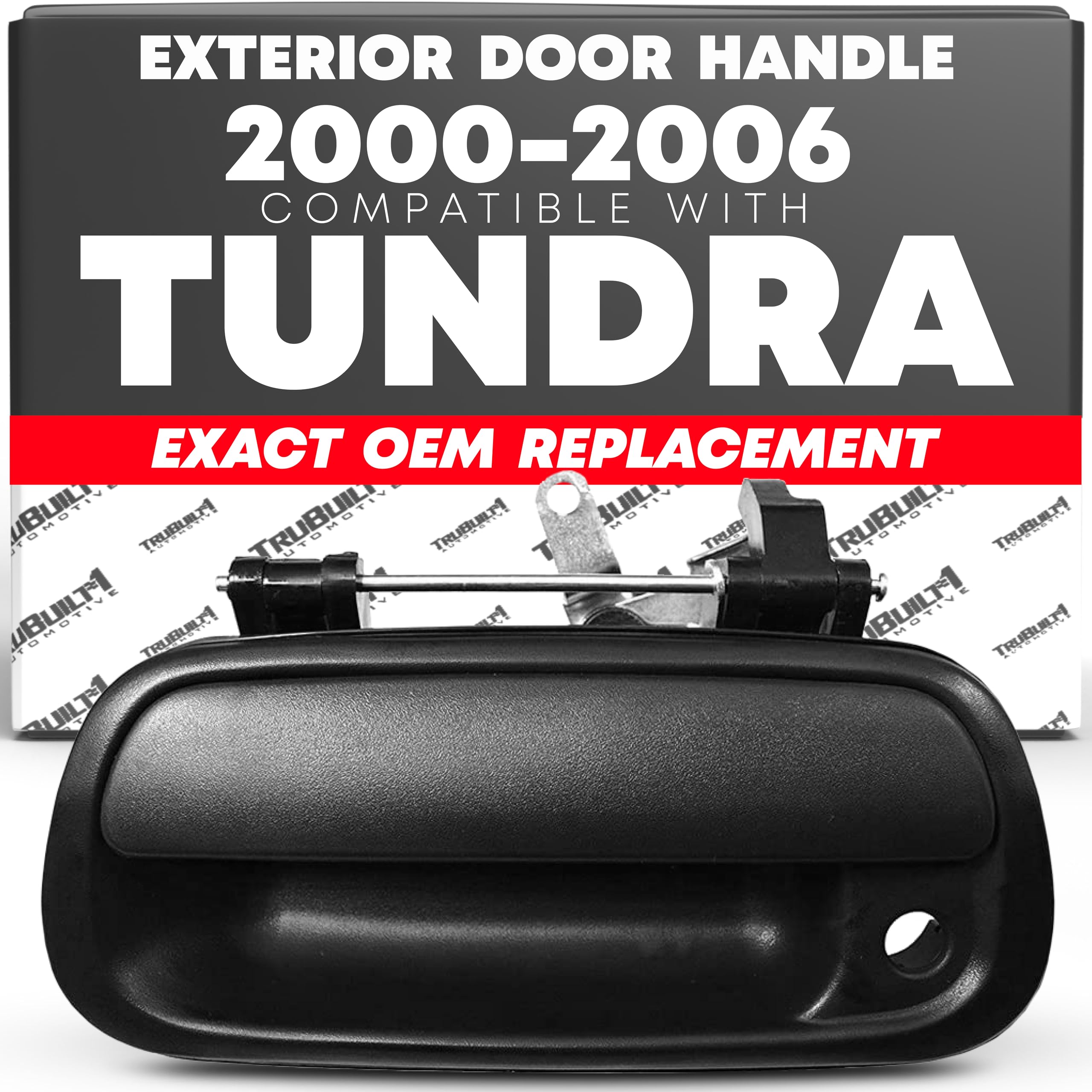 Trubuilt1 Automotive Tailgate Handle Latch With Keyhole - Compatible With 2000-2006 Toyota Tundra - Tail Gate Handle Assembly Textured Black - Oem 69090-0C030-C0, 69090-0C010, 80866, To1915110.
