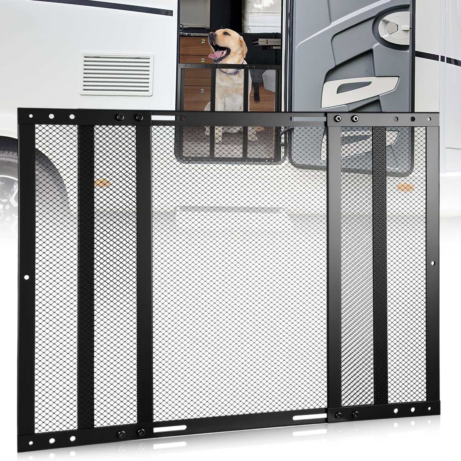 Gisafai 24 Inch High Adjustable RV Entry Screen Door Protector Grille for Dogs, RV Screen Door Guard Widths Adjusts from 22- 31.