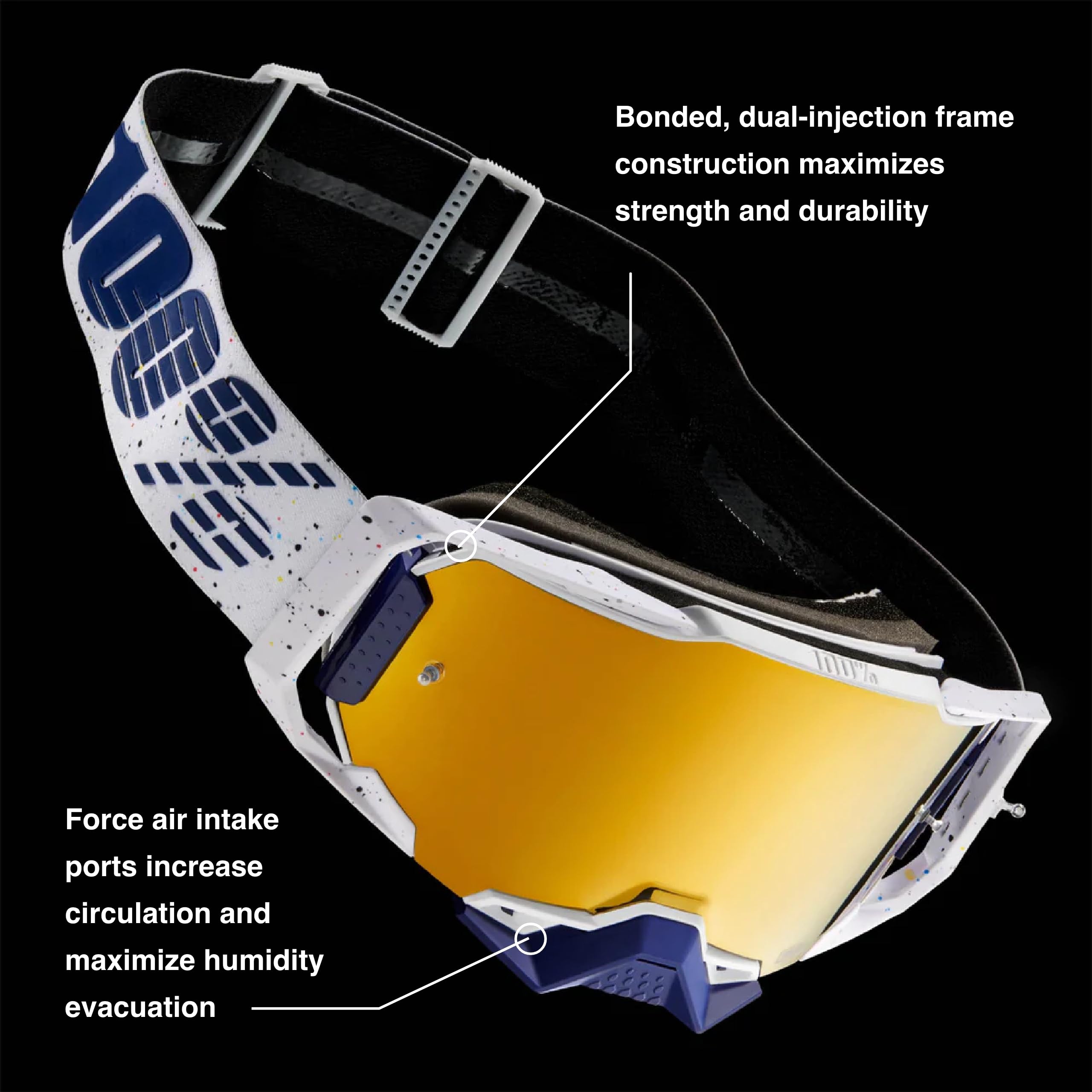 100% ARMEGA Goggles - Durable Eyewear for Dirt Bikes & Motocross - One Size, Corbin Clear Lens, Model 50004-00040