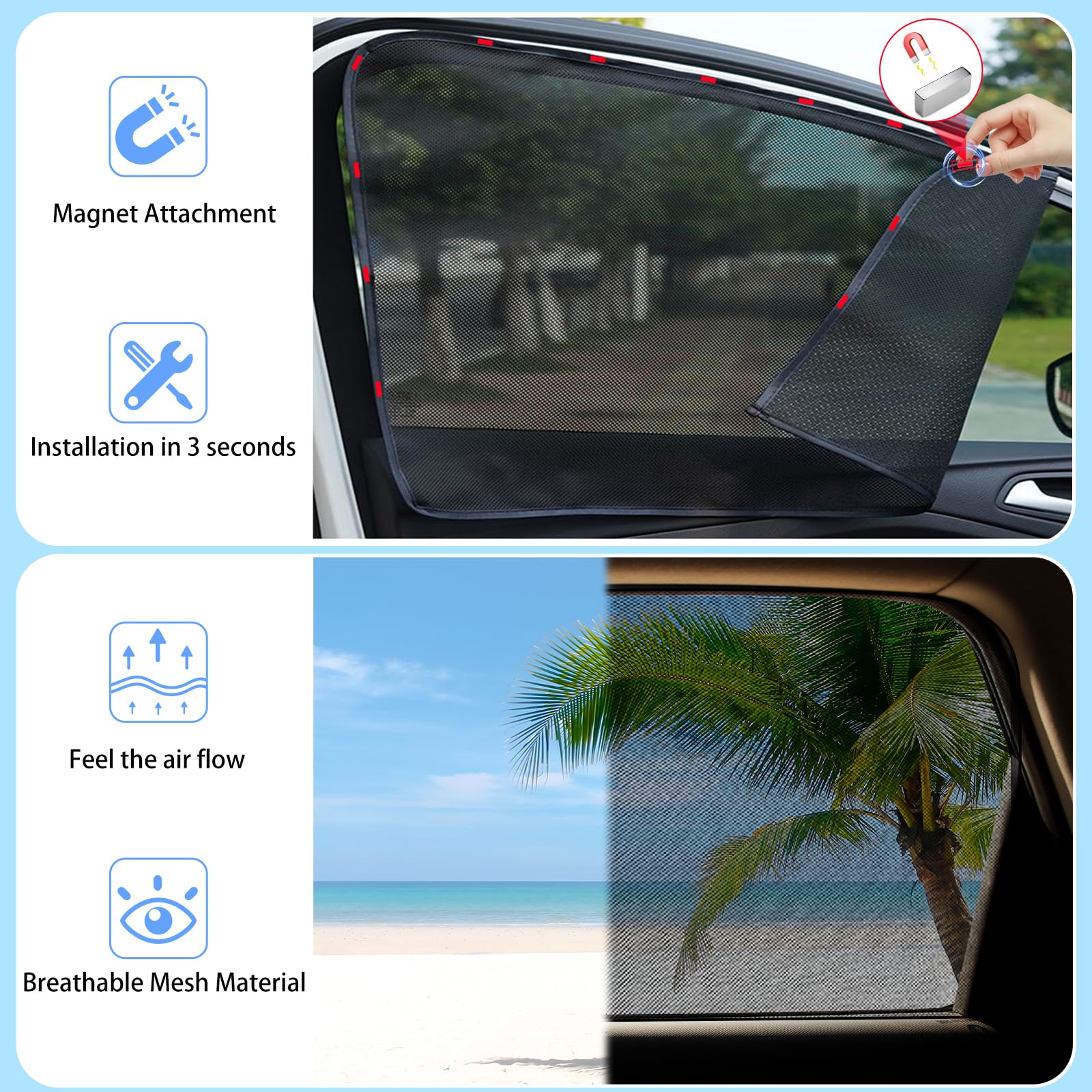 ZATOOTO Car Sun Shades for Driver Side Window, Front Window Sun Shade Mesh Protection from Heat and UV
